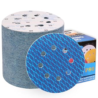80Pcs Diamond Shape Sanding Discs 5 Inch 8 Hole 80-Grit,Hook and Loop Sandpaper Pads,Orbital Sander Sandpaper Anti-Clog Up Design Sanding Disc-for Woodworking Hardwood Metal Automotive Finishing Discs