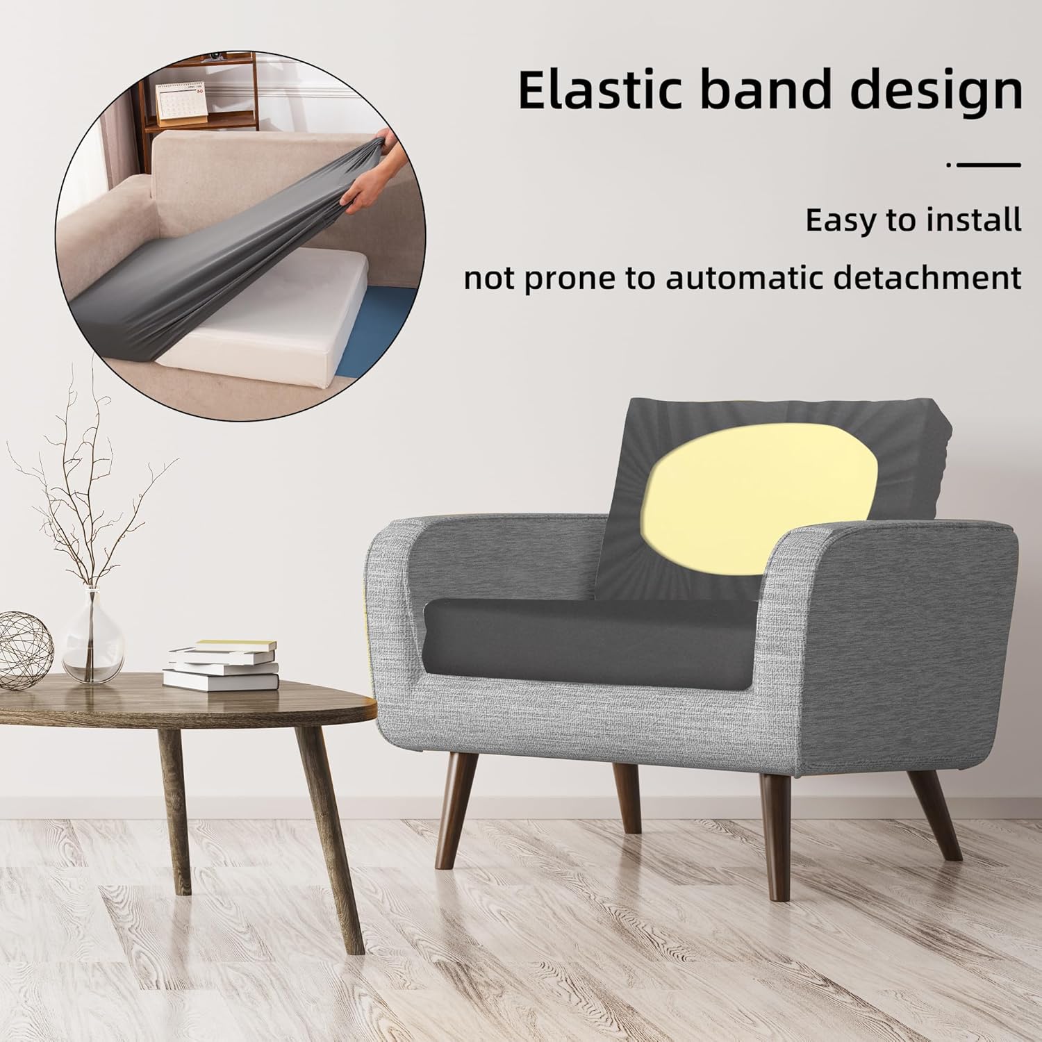 BIETYONE 8Pcs Stretch Patio Cushion Covers,Outdoor Couch Covers Replacement,Outdoor Couch & Sofa Slipcovers,for Patio Furniture Cushion Covers,Washable Reusable Furniture Protector (Gray, Cover Only) thumbnail