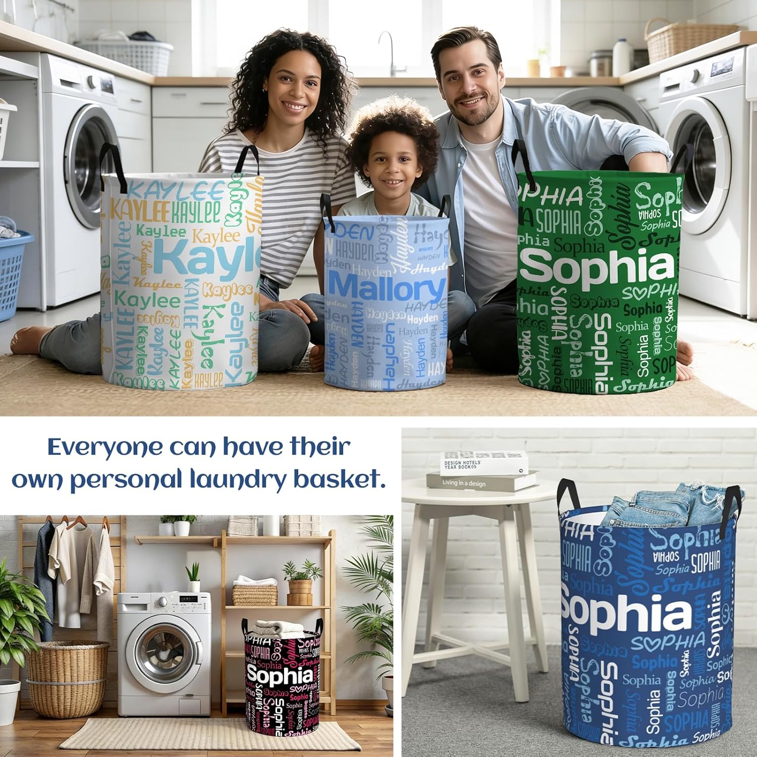 Personalized Laundry Hamper with name, Customized Name Laundry Basket, Custom Laundry Hamper with Name, Customization Name laundry Basket with Handles Gifts for Men Women