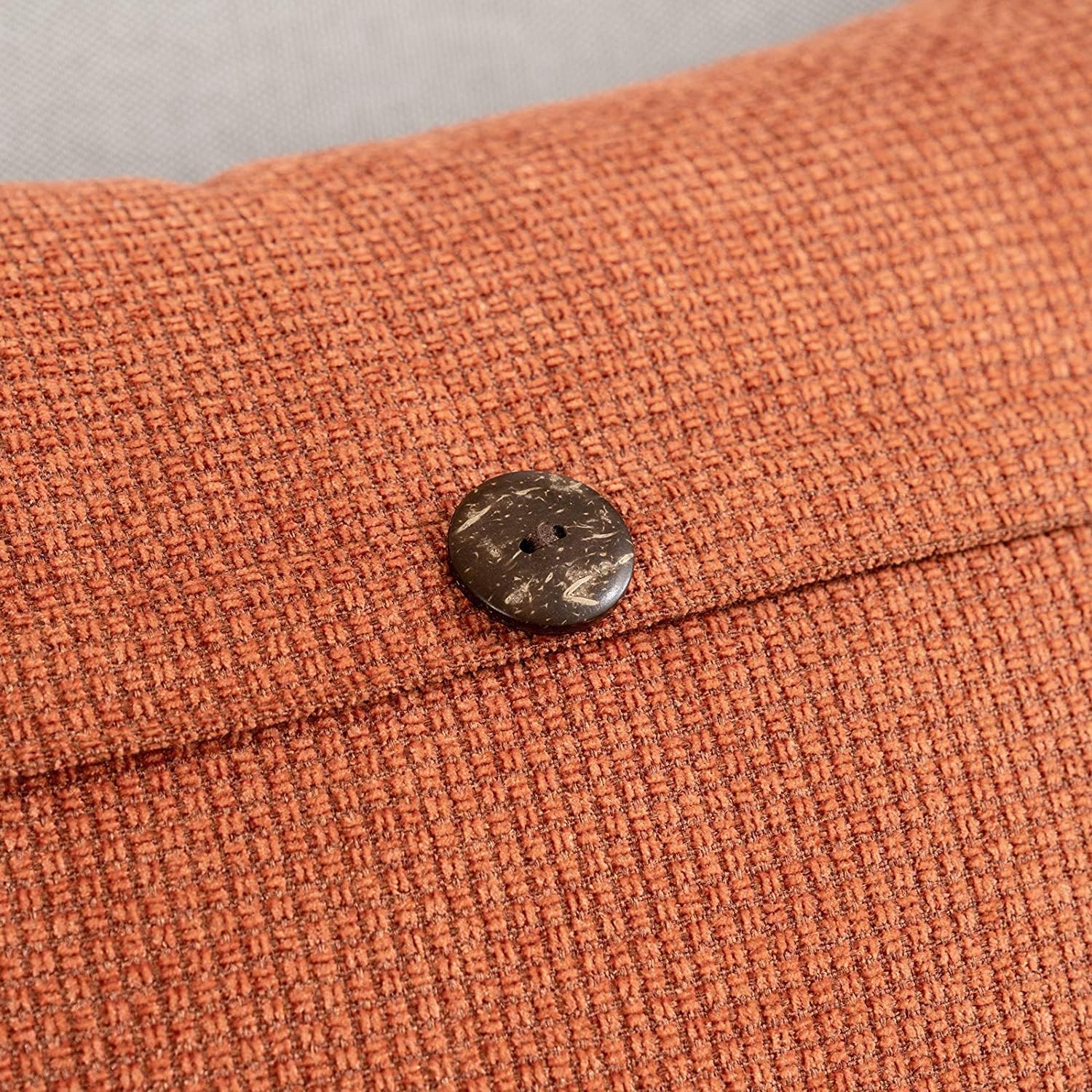MIULEE Pack of 2 Fall Burnt Orange Chenille Rustic Farmhouse Decorative Throw Pillow Covers Cushion Case Triple Button Vintage Farmhouse Pillowcase for Sofa Living Room Bedroom 24X24 Inch