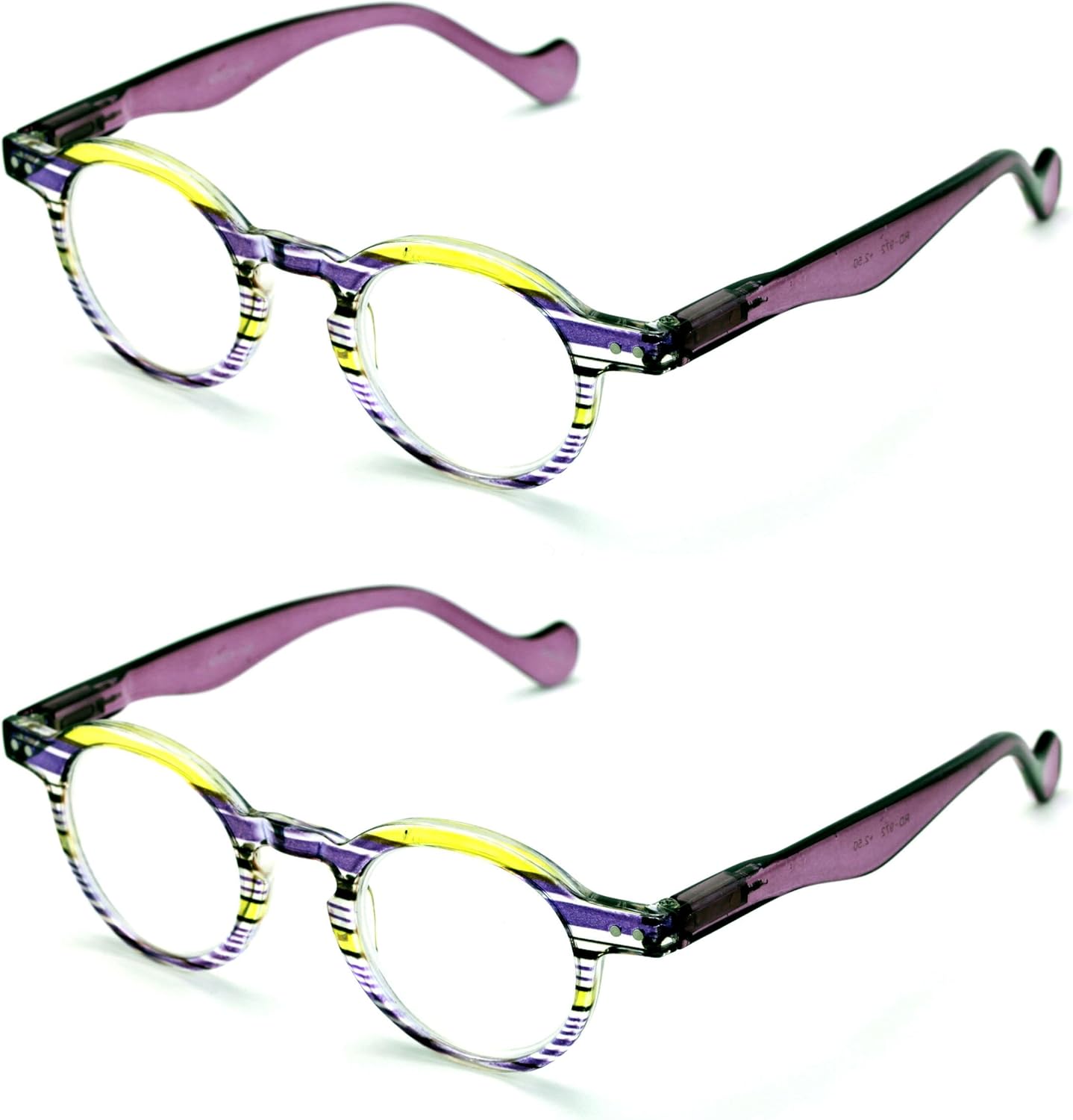 2 Pairs of Professor Round Circle Reader With Spring Hinges Men Women Translucent Keyhole Reading Glasses