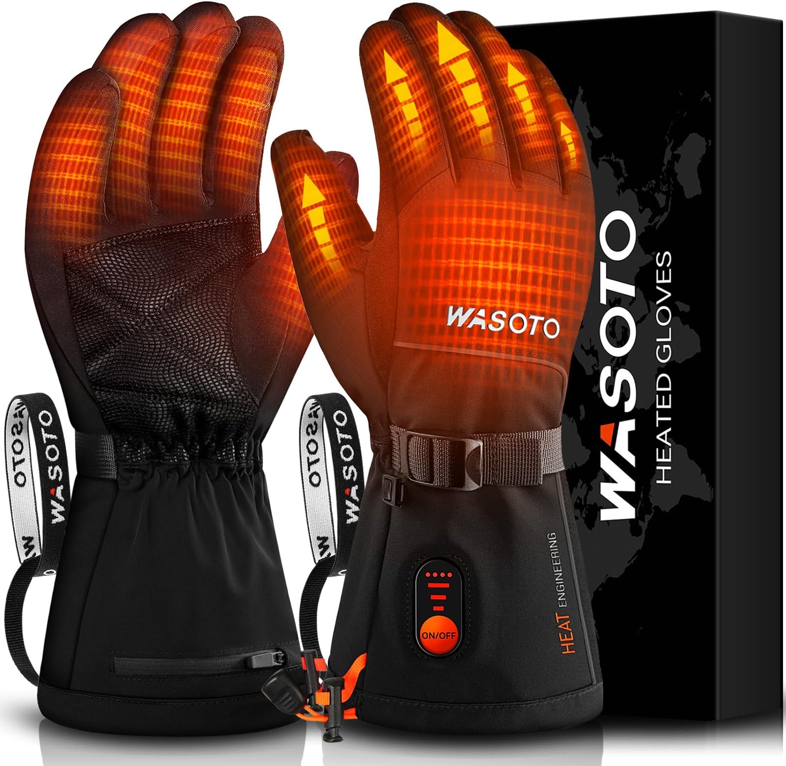 Heated Gloves for Men Women 7.4V Battery 22.2WH Rechargeable Heated Ski Gloves Touchscreen Waterproof Electric Heated Fishing Gloves for Winter Outdoor Work Skiing Hiking Camping Raynaud Riding