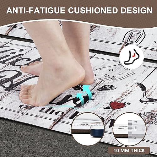 Miniatura 2 de Farmhouse - Juego de 2 tapetes de cocina de espuma viscoelástica impermeables, juego de alfombras y tapetes de cocina personalizados para oficina en