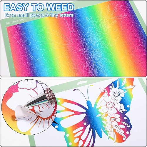 Miniatura 2 de VINYL FROG Rollo de vinilo adhesivo Rainbow Shimmer de 12 x 60 pulgadas, vinilo permanente brillante para Cricut para proyectos de manualidades