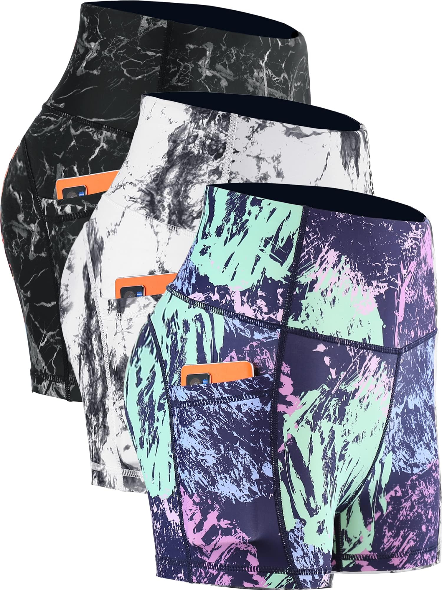 CADMUS High Waist Athletic Shorts for Womens Yoga Fitness Running Shorts with Deep Pockets