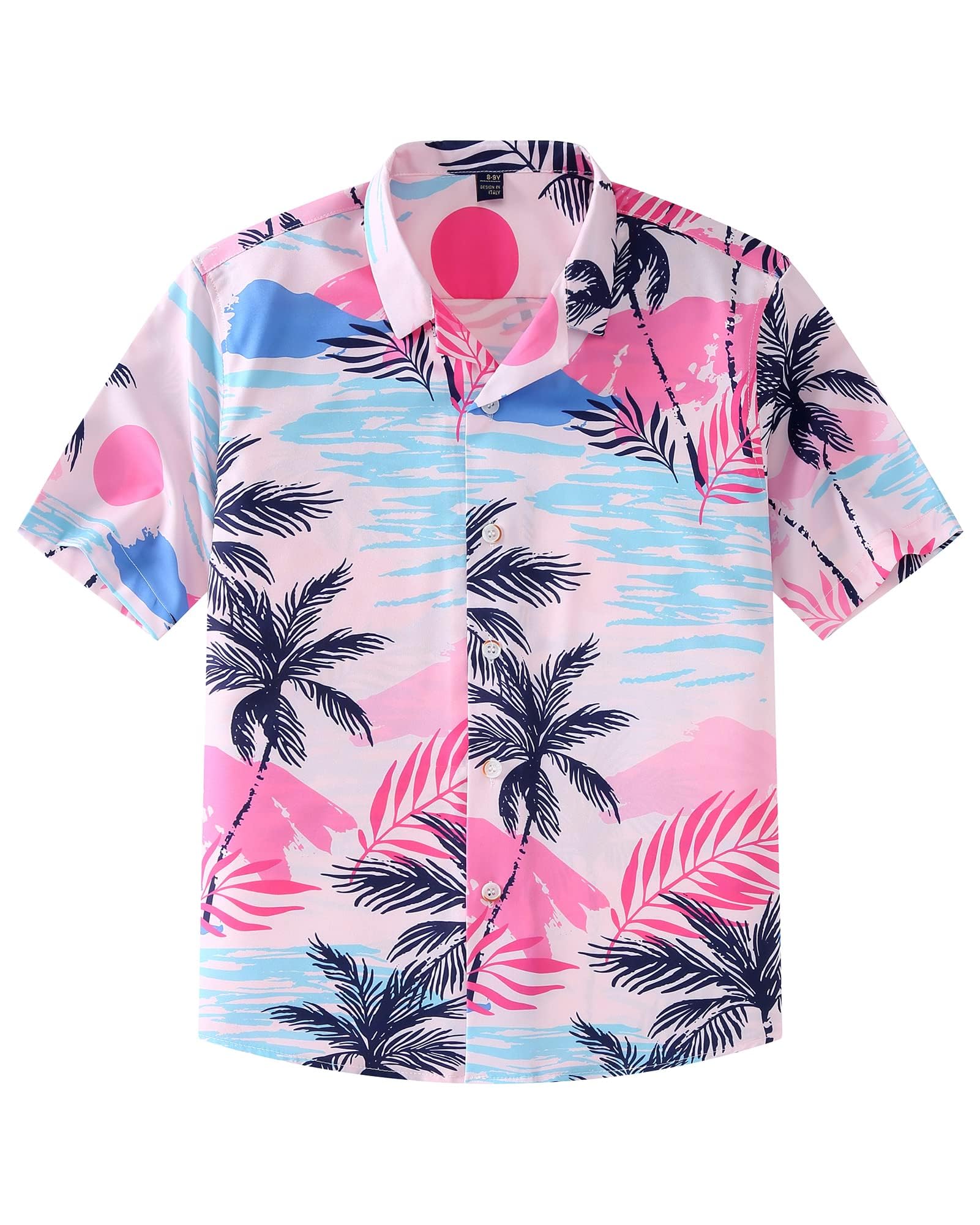 siliteelon Boys Hawaiian Shirts Short Sleeve Cotton Summer Beach Button Down Casual Aloha Luau Shirts for Kids