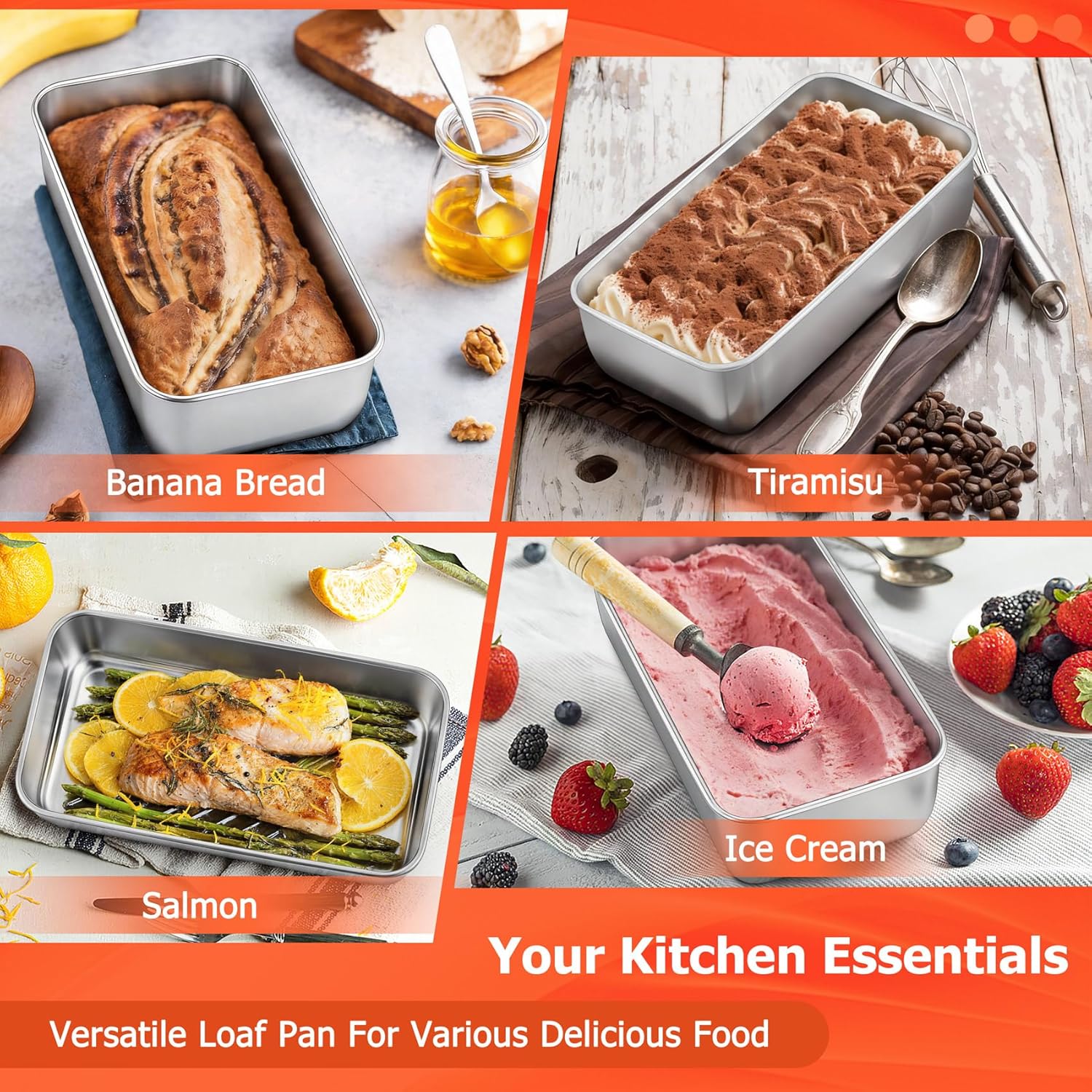 TeamFar Loaf Pans for Baking Bread, 9 × 5 Inch Stainless Steel Loaf Bread Pans Tins for Homemade Brownies, Healthy & Sturdy, Oven & Dishwasher Safe - Set of 2 - Image 7