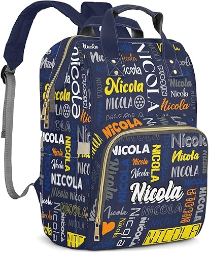 Miniatura 10 de Bolsa de pañales personalizada de gran capacidad con nombre, mochila de pañales personalizada multifunción para bebé niña niño, color 03, Mochilas