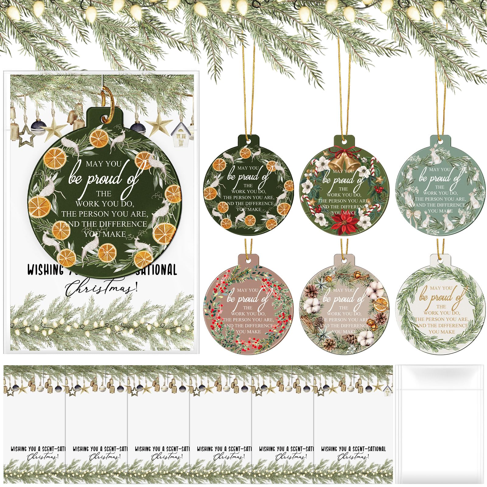 6x Weihnachts-Dankeschön-Ornamente Mit Duft – Großpackung, Inkl. Karte & Beutel – Für Mitarbeiter, Kollegen, Wertschätzung