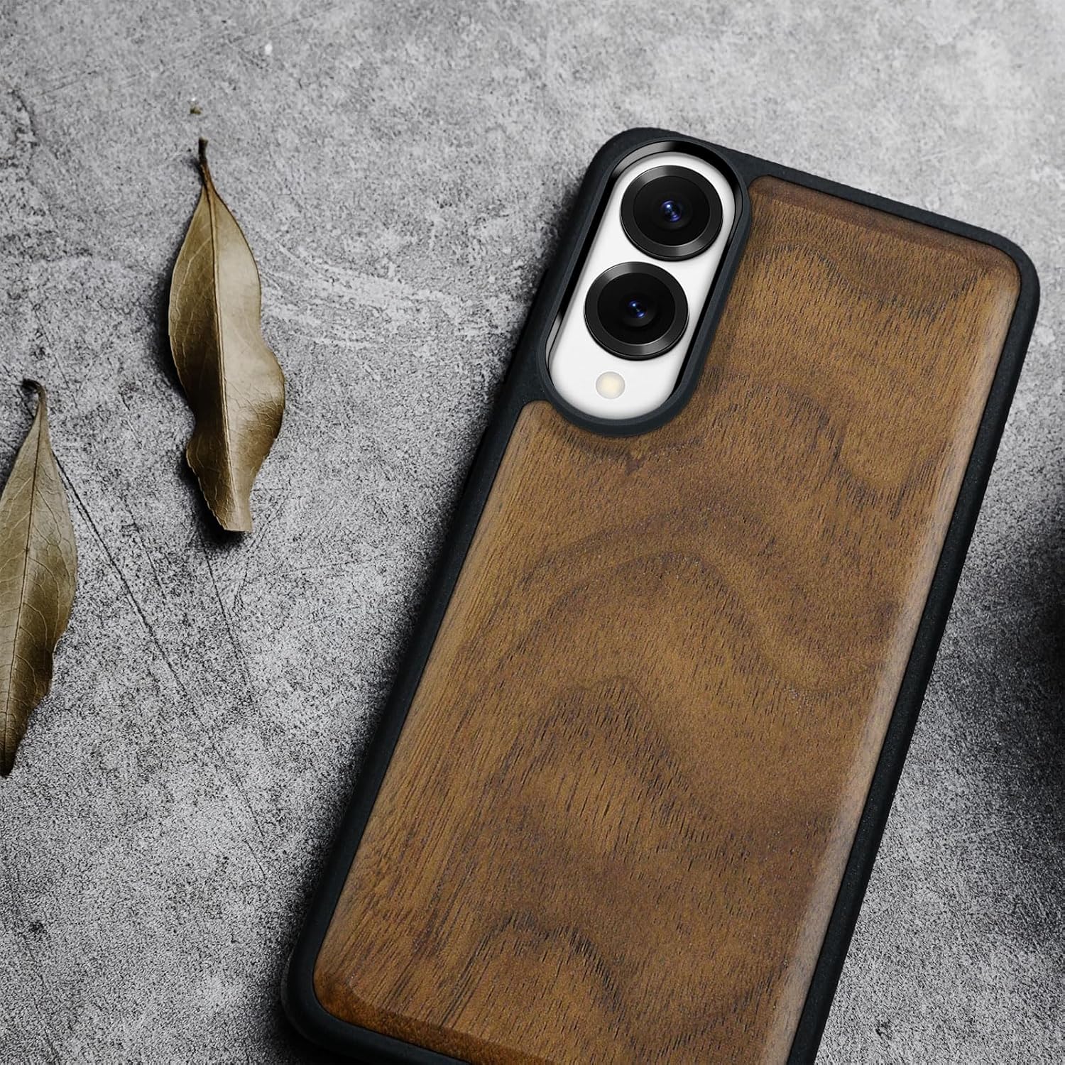 Carveit Magnetic Wooden Case for Samsung Galaxy S25 Edge Case 2025, TPU Shockproof Cover & Wood Artisan Engraved, Compatible with MagSafe Wireless Chargers (Natural Grain) Walnut