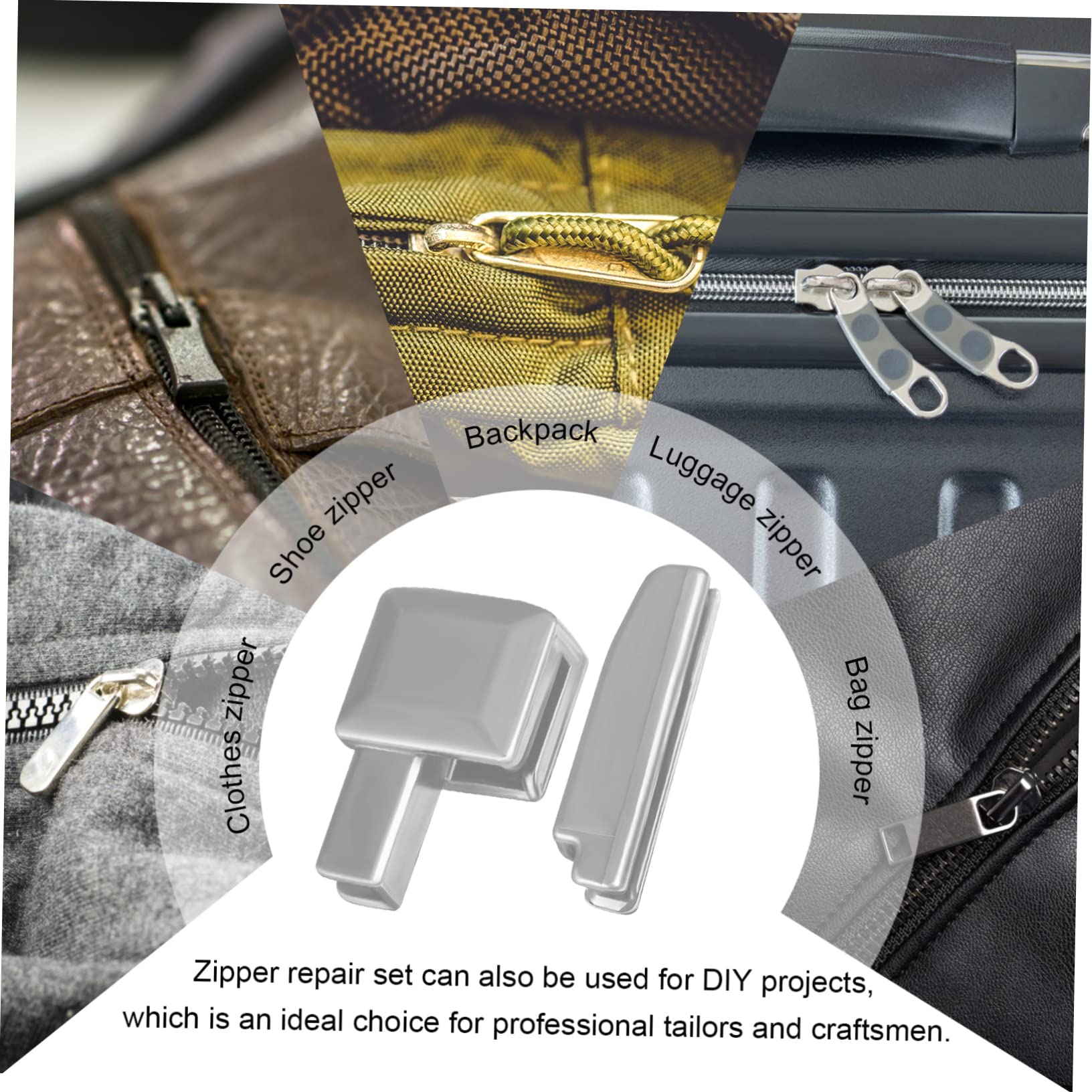 NUOBESTY 5piezas Kit De Reparación De De Reparación Metálicas Para Ropa Chaquetas Jeans Equipaje y Mochilas