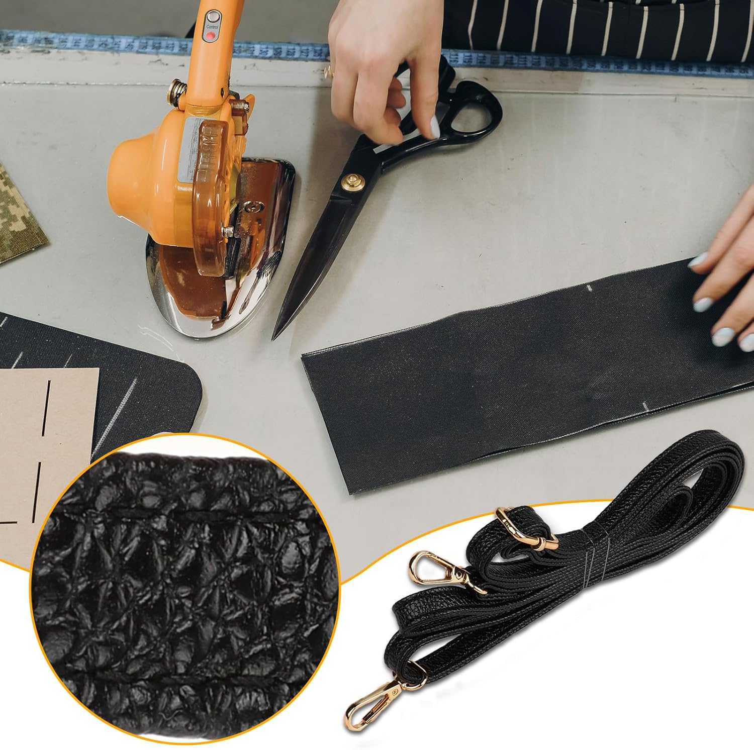 Leather Purse Strap Replacement Adjustable Extended Long Crossbody Shoulder Bags Strap Genuine Leather Thin Black Handbags Strap for Women Handbags Purse Crossbody Clutch - Image 5