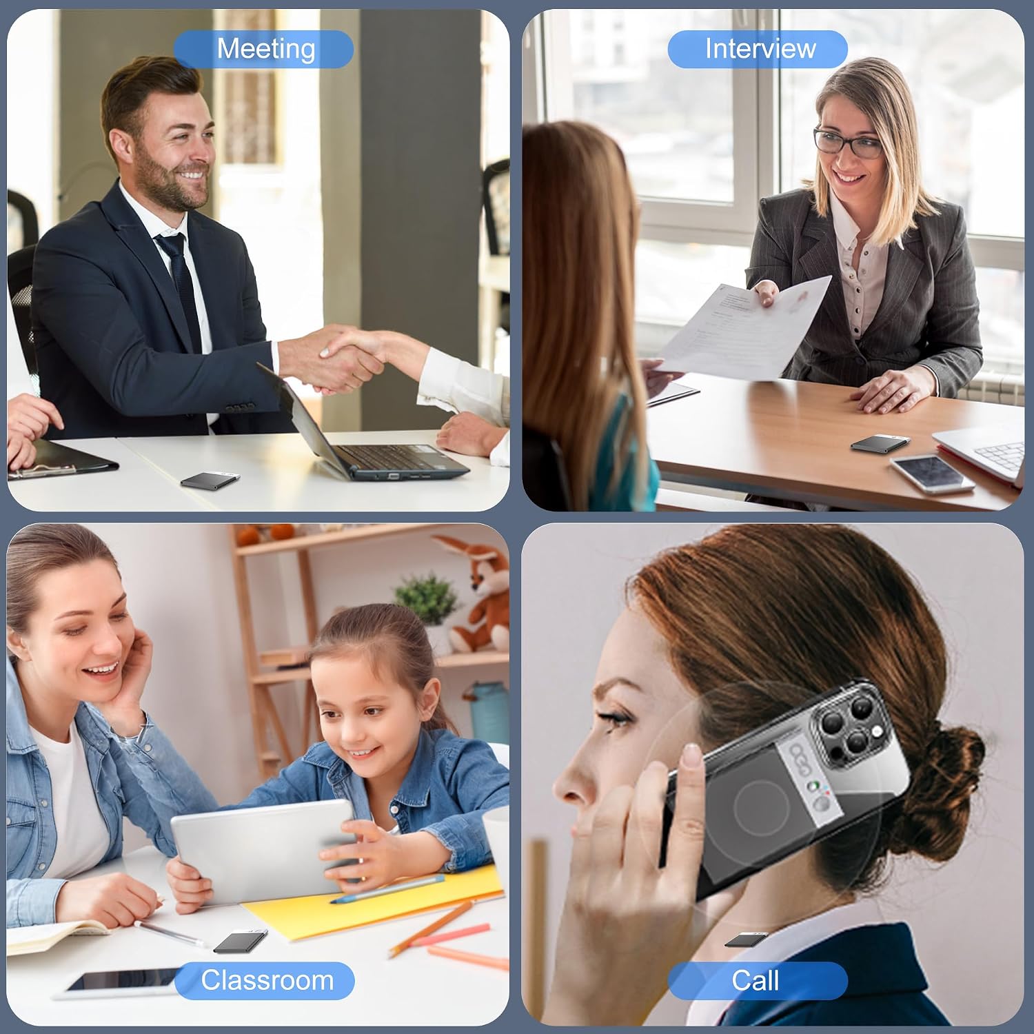 AI Voice Recorder,64GB Voice Recorder by App Control, AI Speech Processor with Simultaneous Interpretation &AI Real-timeTranscription Powered by ChatGPT, Smart Recorder Device,Silver (Ultramarine)