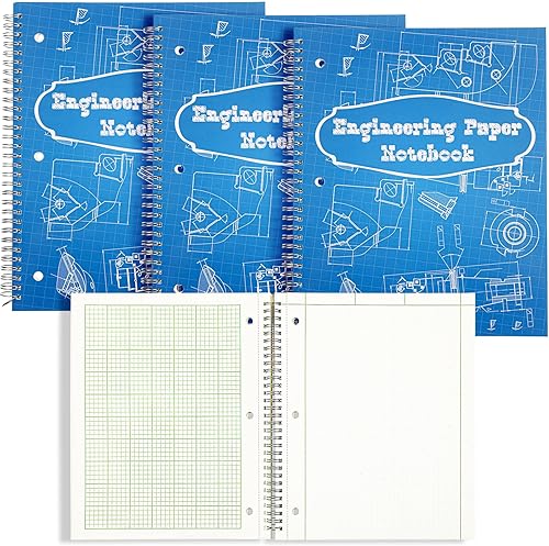 Colarr Engineering Computation Pad 8.5" x 11" Engineering Wirebound Spiral Notebook Grid Pad 5 Squares Per Inch Graph Paper for Drafting Drawing