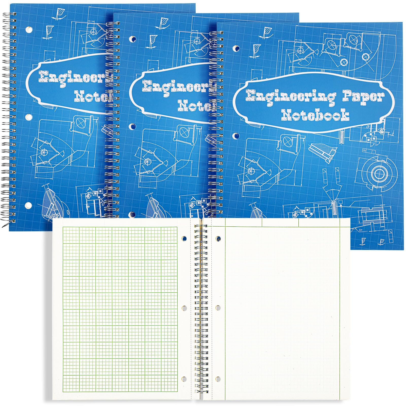 Colarr Engineering Computation Pad 8.5" x 11" Engineering Wirebound Spiral Notebook Grid Pad 5 Squares Per Inch Graph Paper for Drafting Drawing
