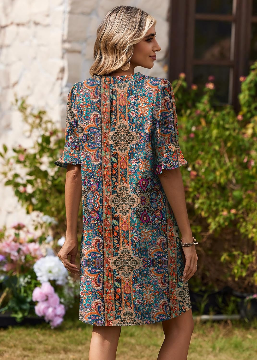 Zeagoo Summer Dresses for Women 2026 V Neck Ruffle Sleeve Casual Shift Dress Hawaiian Sundress Beach Vacation Clothes - Image 5