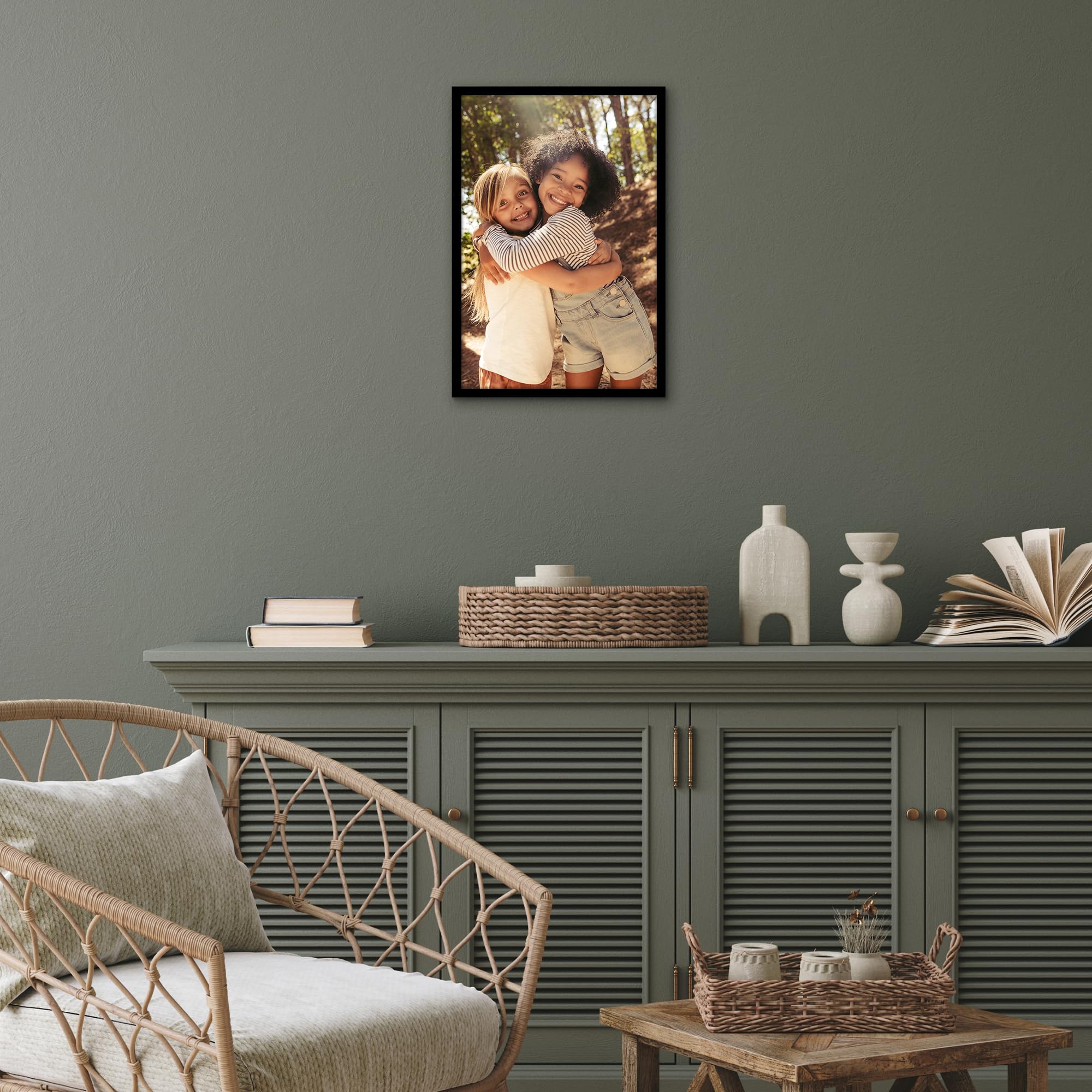 Americanflat Cadre Photo 30x45 cm Noir - Cadre 45x30 cm avec Bordure Fine, Plexi Poli, Matériel de Suspension Intégré pour Mur