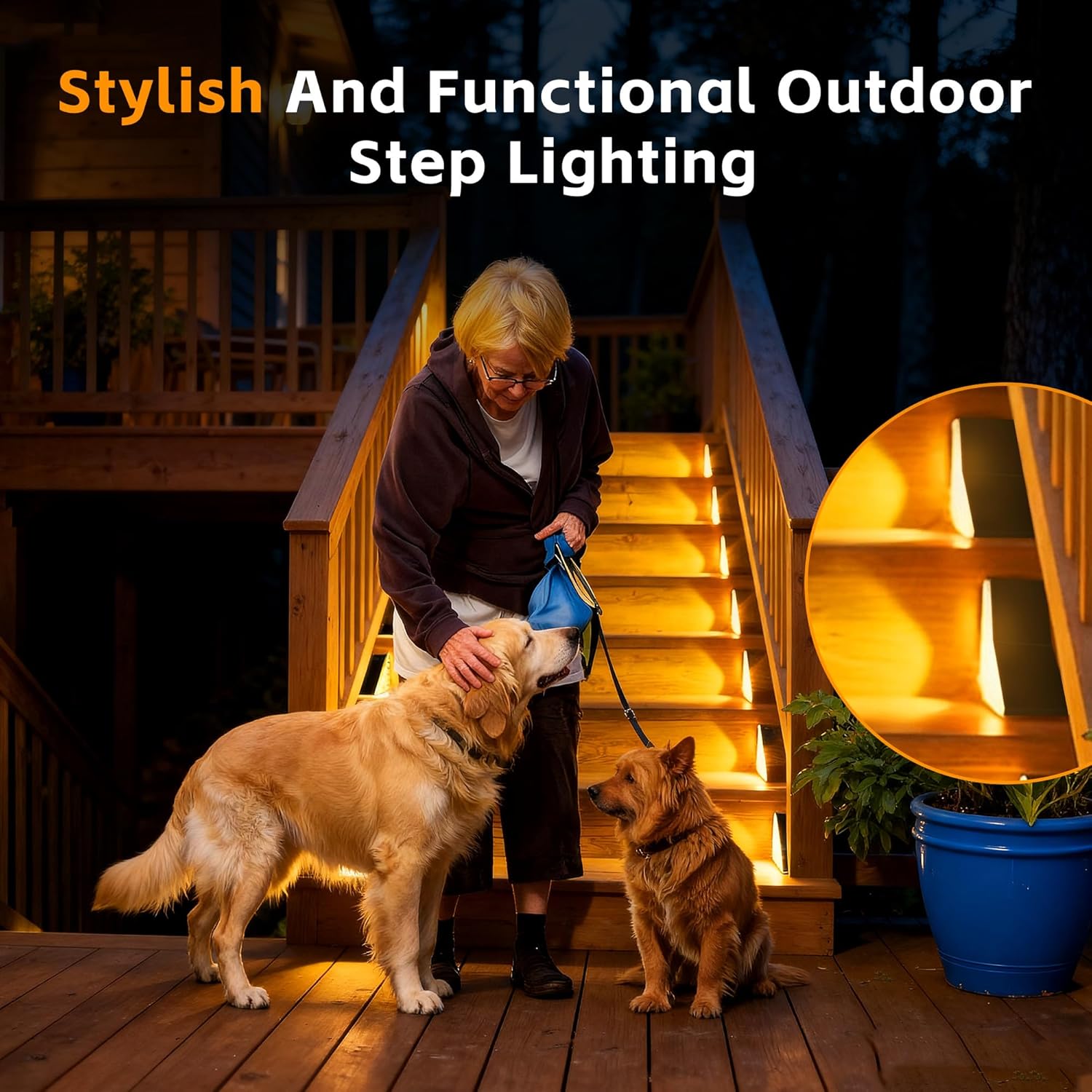 Solar Stair Lights Outdoor, Waterproof IP65 Solar Outdoor Lighting, 1200mAh,19 LED,Outdoor Step Lights,for Garden Stairs, Decks, Front Steps Porch and Terrace,3000k Decorative Art(6Pack)