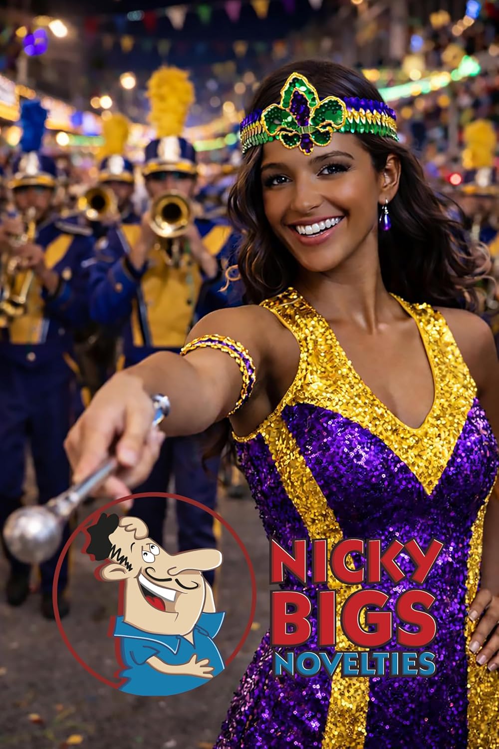 Nicky Bigs Novelties Mardi Gras Headband Sequin Fleur de lis- Mardi Gras Acessories Fascinator Headpiece Hair or Hat Band for New Orleans Purple Yellow Gold Green, Adjustable - Image 7