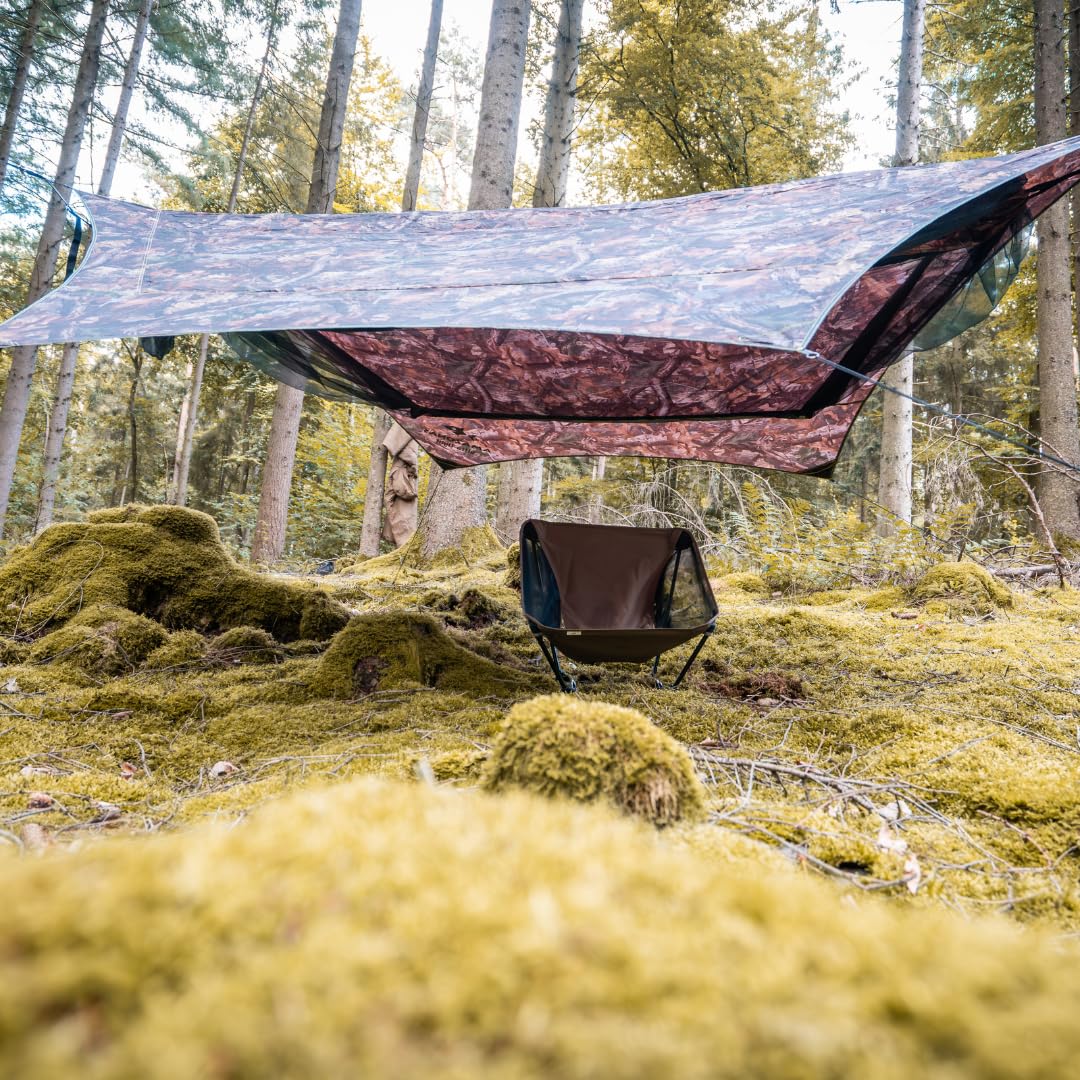 AMAZONAS Traveller Camp Forest – Ultraleichtes Hängematten-Komplettset mit Moskitonetz und Tarp | Belastbarkeit 200 kg | nur 1,6 kg | ideal für Outdoor-Abenteuer