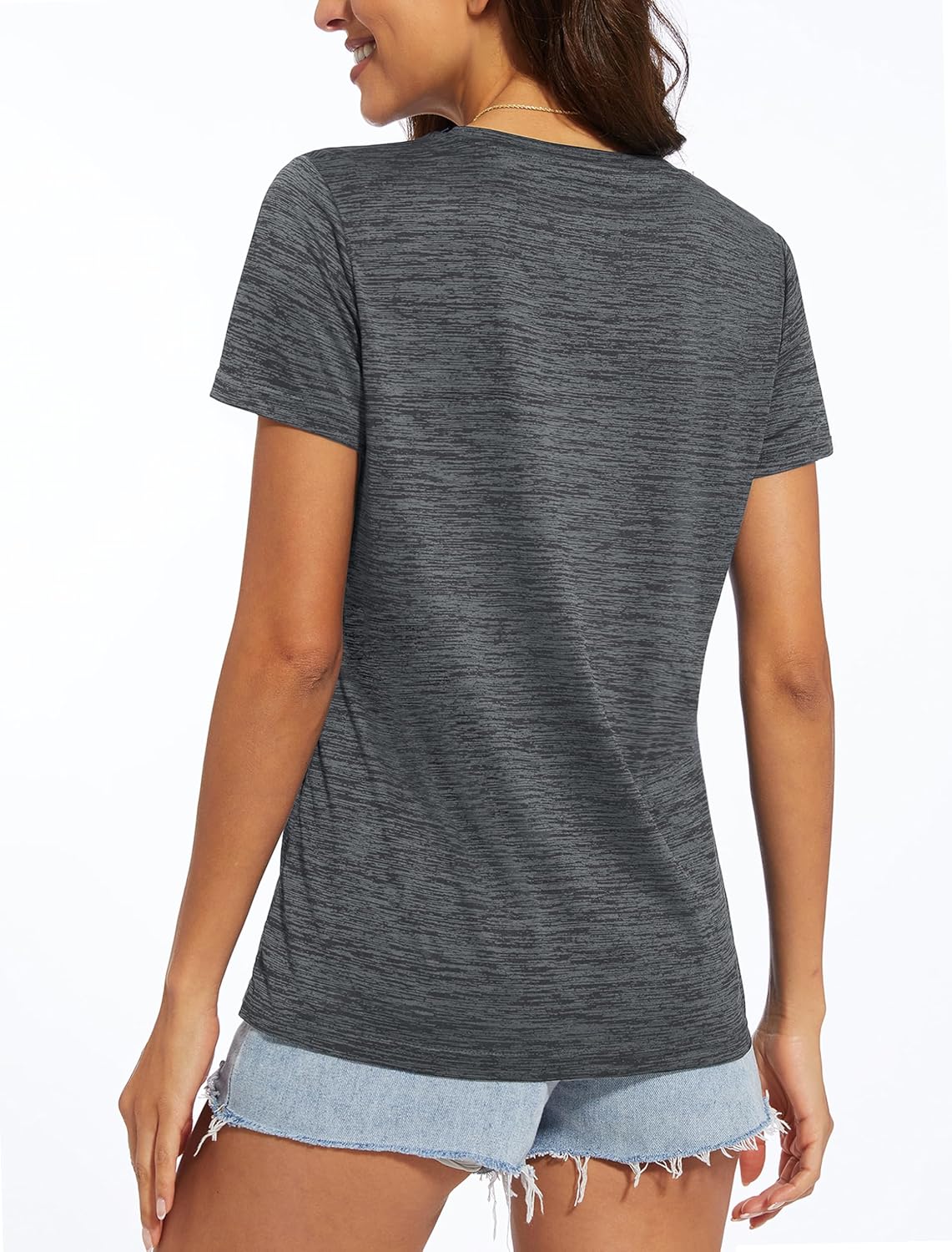 MAGCOMSEN Women's V Neck Workout Shirts Short Sleeve Moisture Wicking Yoga T-Shirts Quick Dry Athletic Tops - Image 2