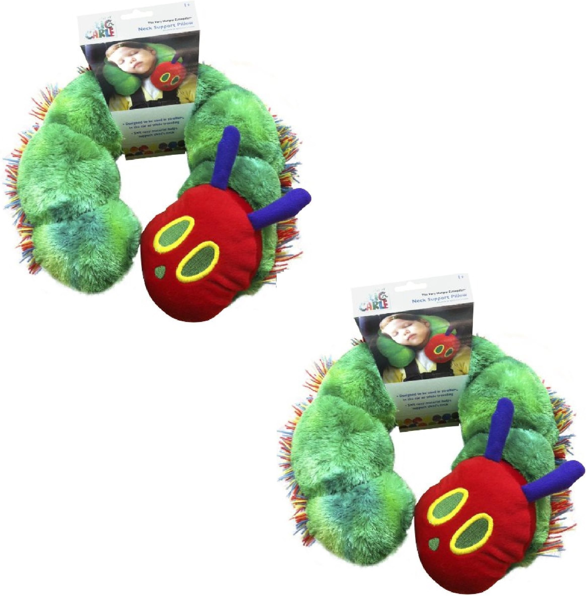 Very Hungry Caterpillar Neck Support Pillow, Children's Neck Pillow, Caterpillar, Green, 2 Pack