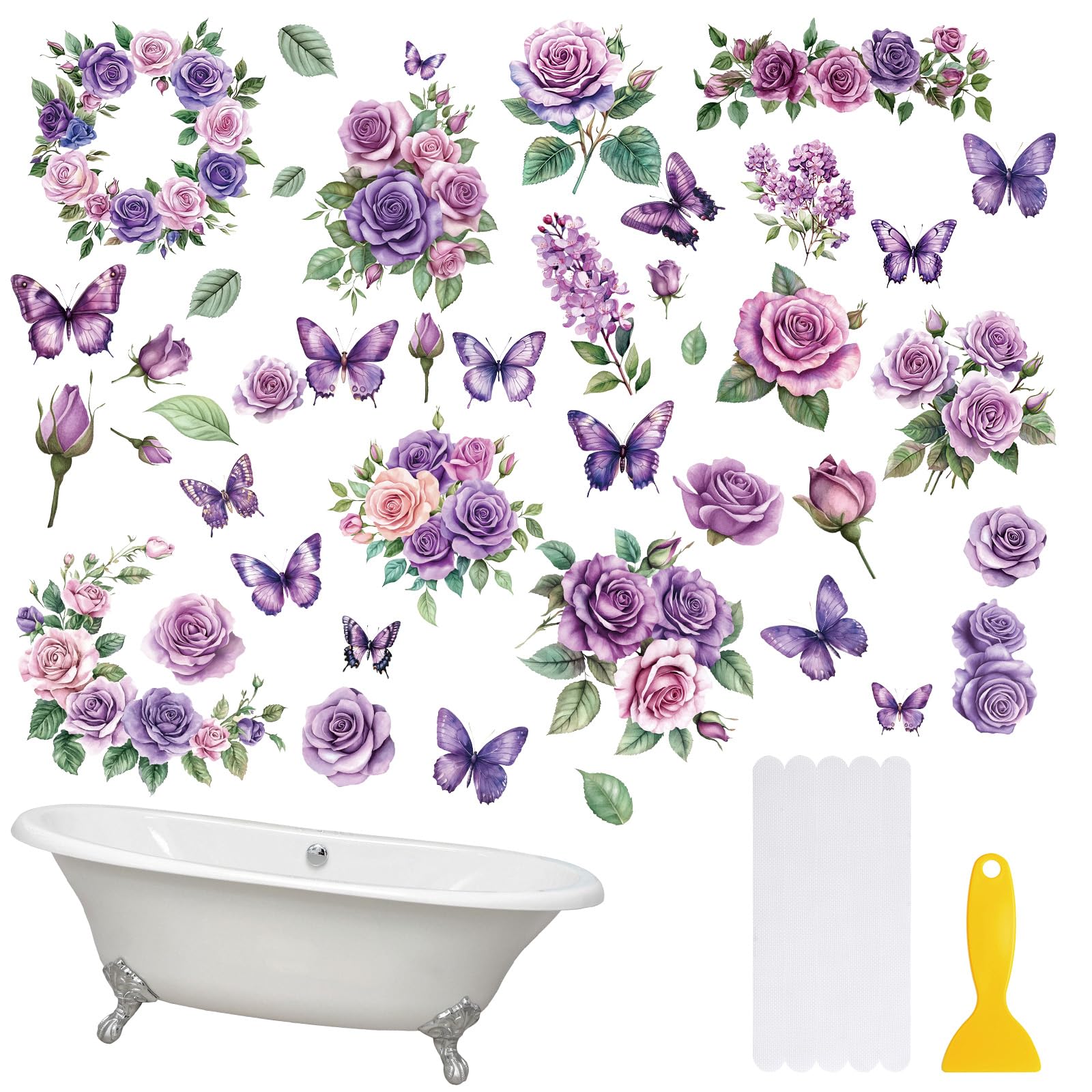 Anti-glisse baignoire et douche MOROBOR papillon violet pour sol et escalier sécurisés