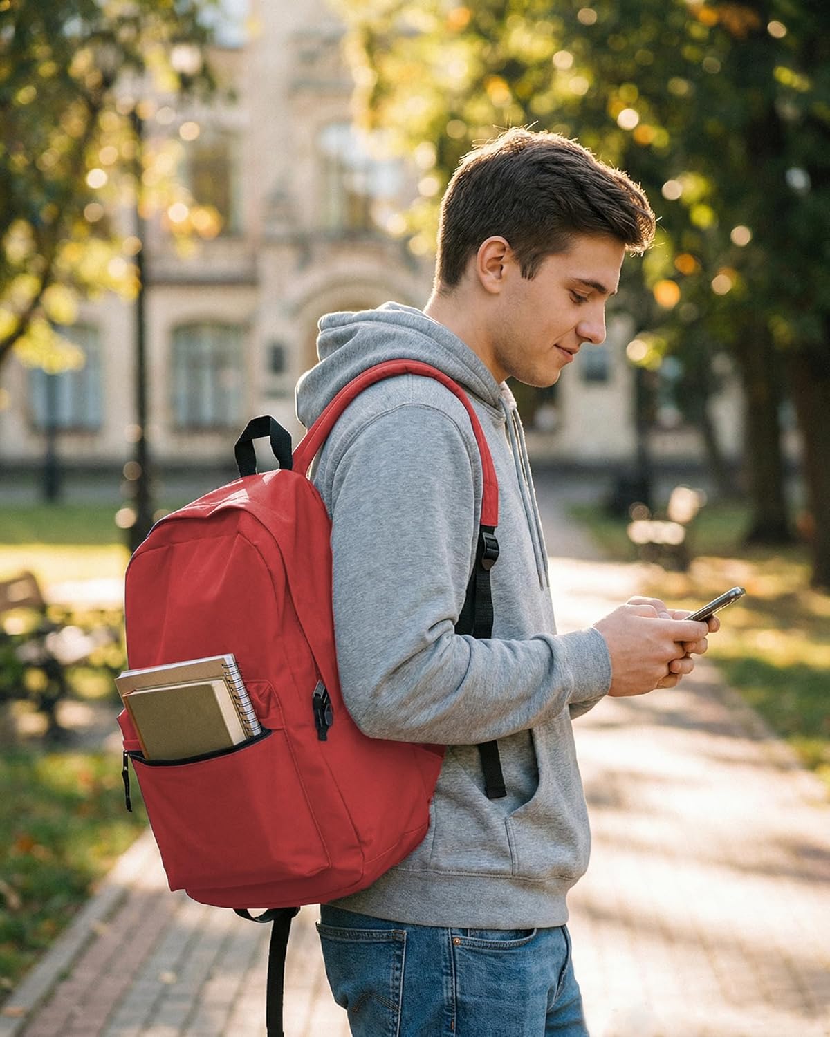 Black Basic School Canvas Backpacks for Boys Girls 15.6 Inch Travel Water Resistant Bookbag Black - Image 7