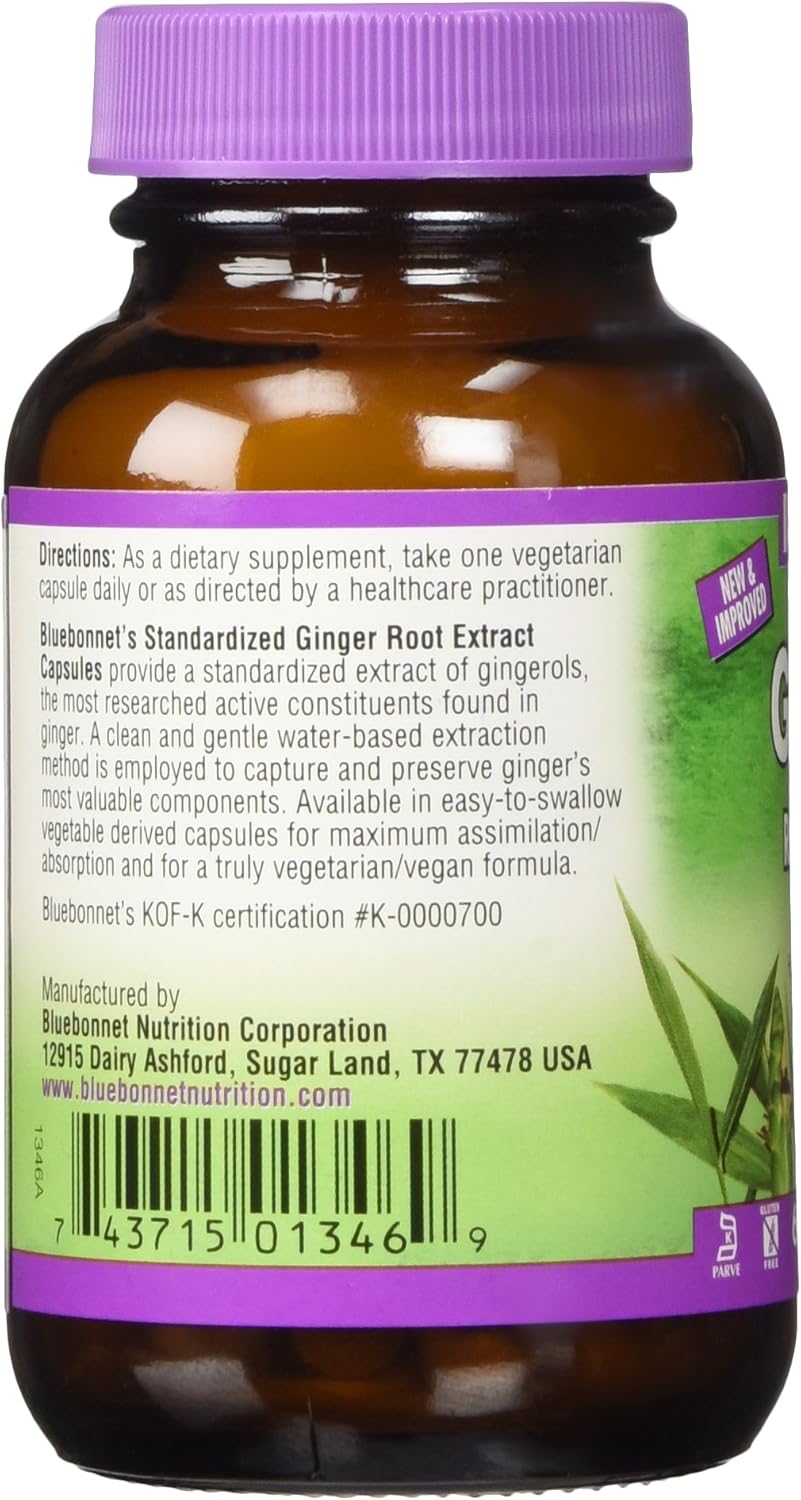 BlueBonnet Ginger Root Extract Supplement, 60 Count : Health & Household