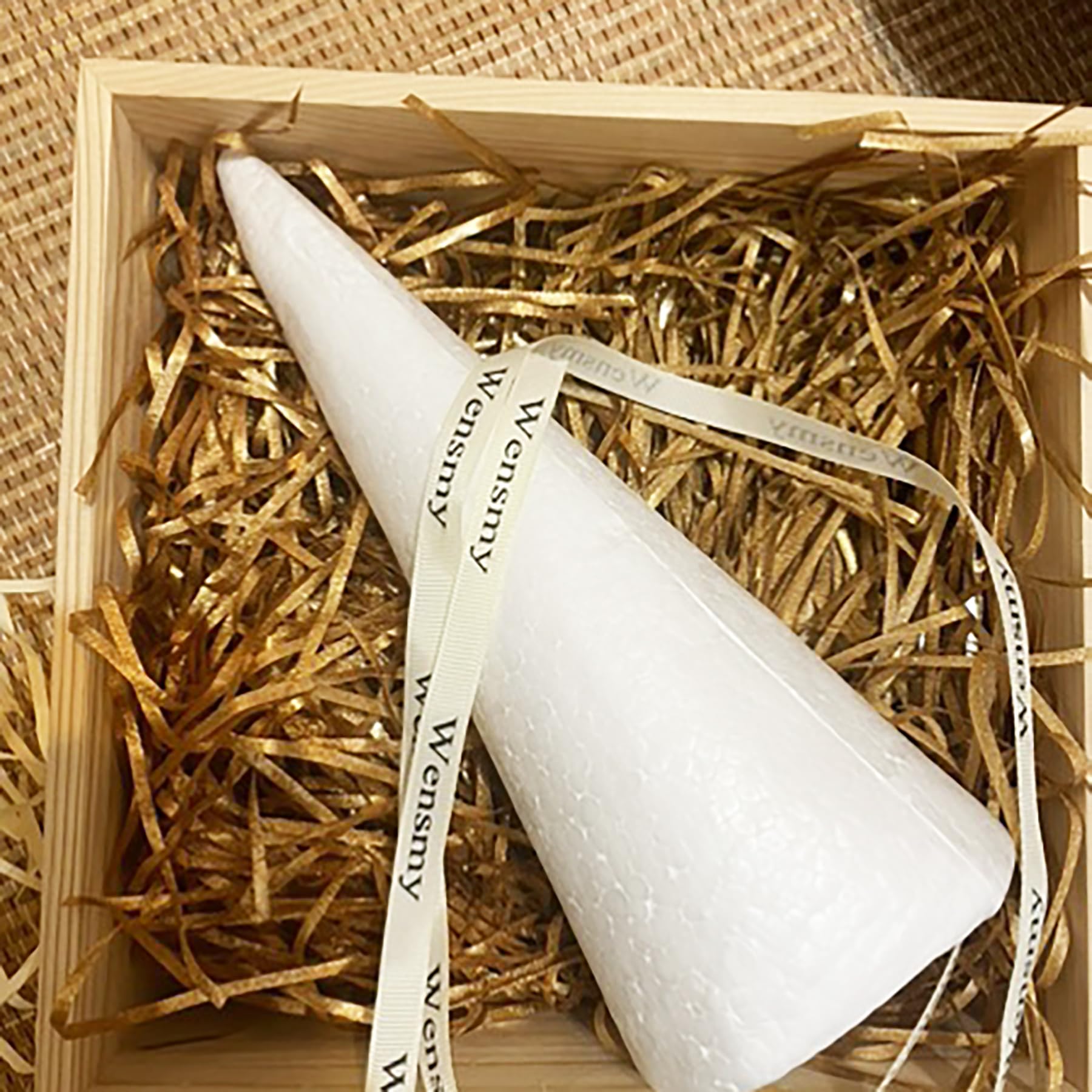 Wensmy 2pcs 30cm Foam Cones Craft Styrofoam Cone Shaped White Crafts Cake Towers for DIY Craft Christmas Tree Decoration Flower Arrangement Props for Christmas Party (2PCS 30CM) - Image 4