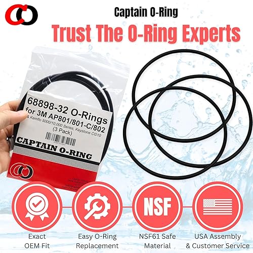 Miniatura 6 de Captain O-Ring - 68898-32 Juntas tóricas de repuesto para filtros de agua 3M AP801, AP801-C, AP802, KemFlo 5000 y 10,000 series (paquete de 3)