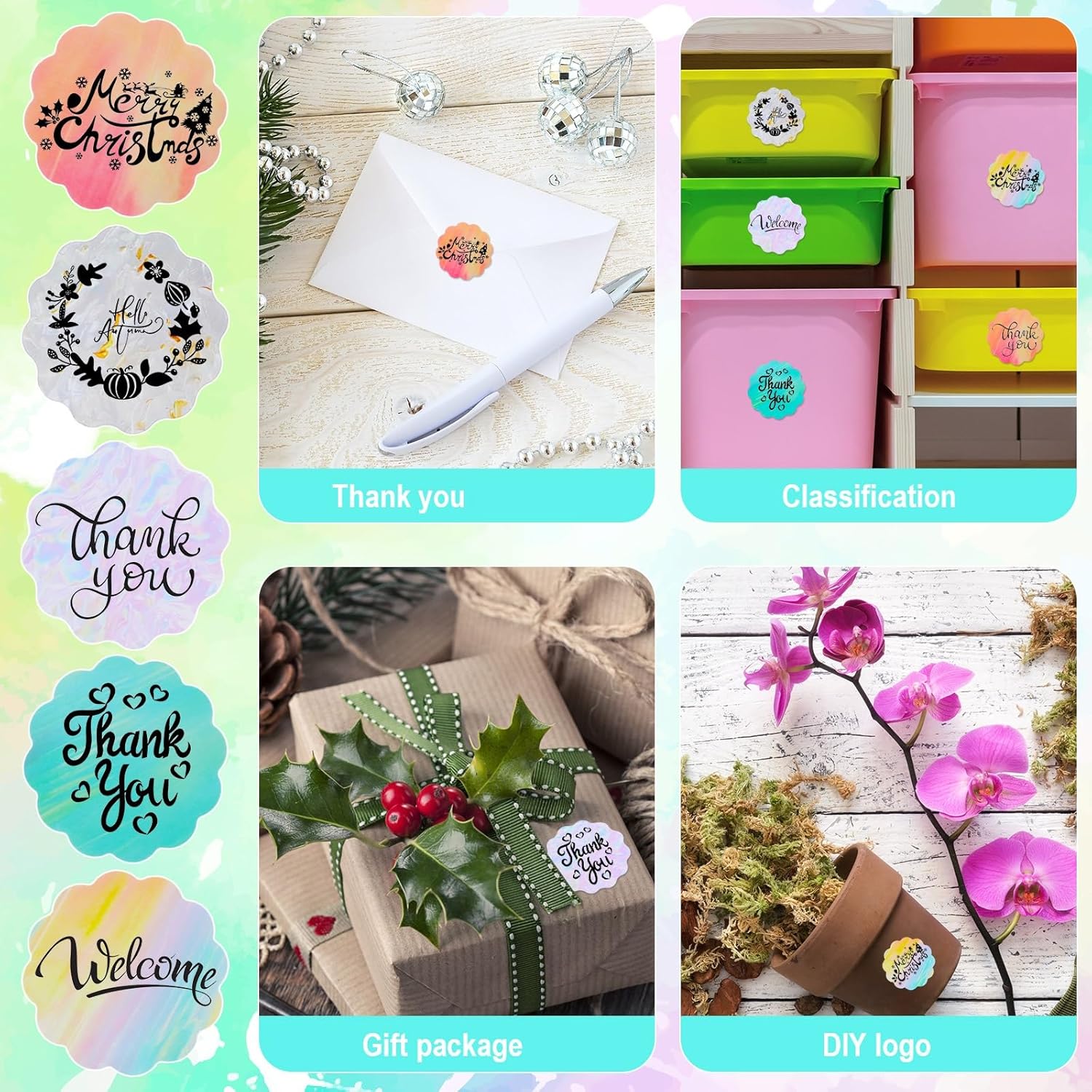 700 Pcs 2 Inch Round Thermal Labels Waterproof Circle Direct Thermal Stickers Printable Labels for Valentine's Day Gift Wrapping Thanks Card Small Business Logo(Shell,Scalloped) - Image 4