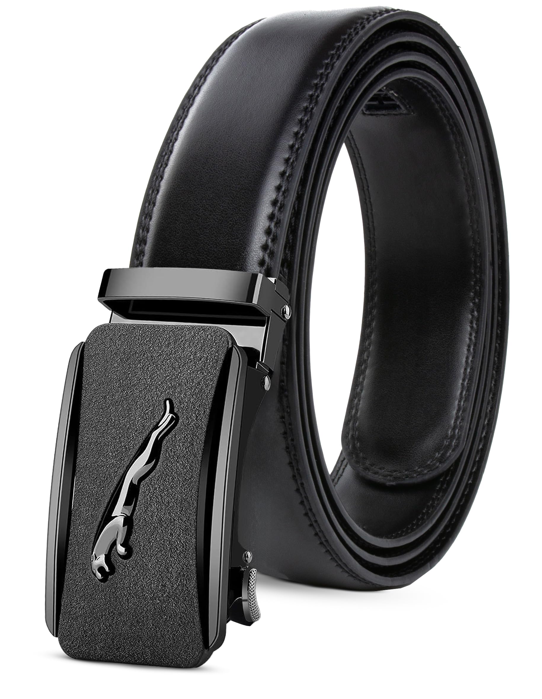 Contacts Genuine Leather Belt for Men with Easier Adjustable Autolock Buckle - Micro Adjustable Belt Fit Everywhere |Formal & Casual | Gift Box