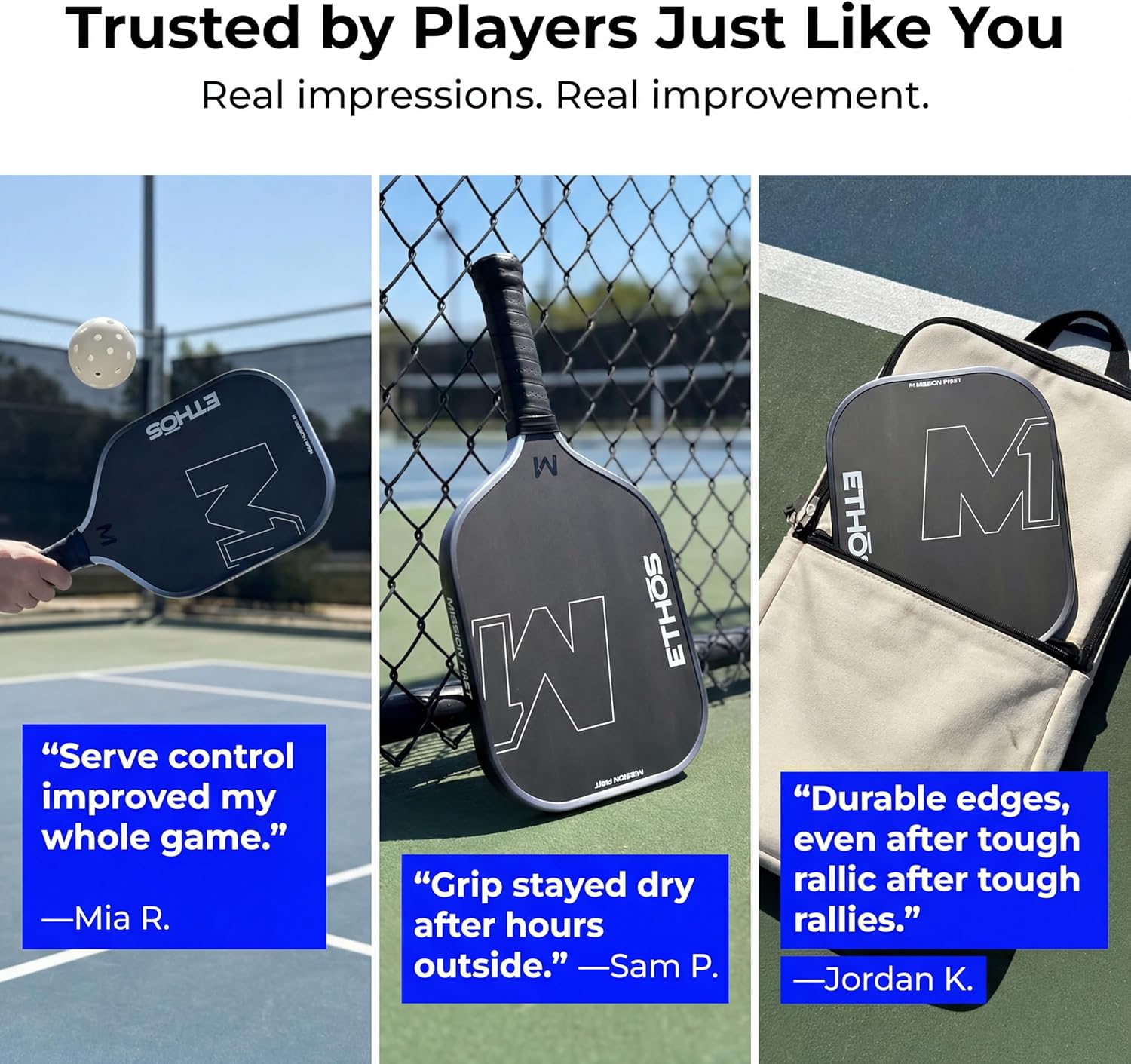 M1 Pickleball Paddles: USAP and PBCor.43 Approved, 16 MM, Elongated, Thermoformed, T700 Raw Carbon Fiber, Strong Power, Control, and Spin, Superior Paddle