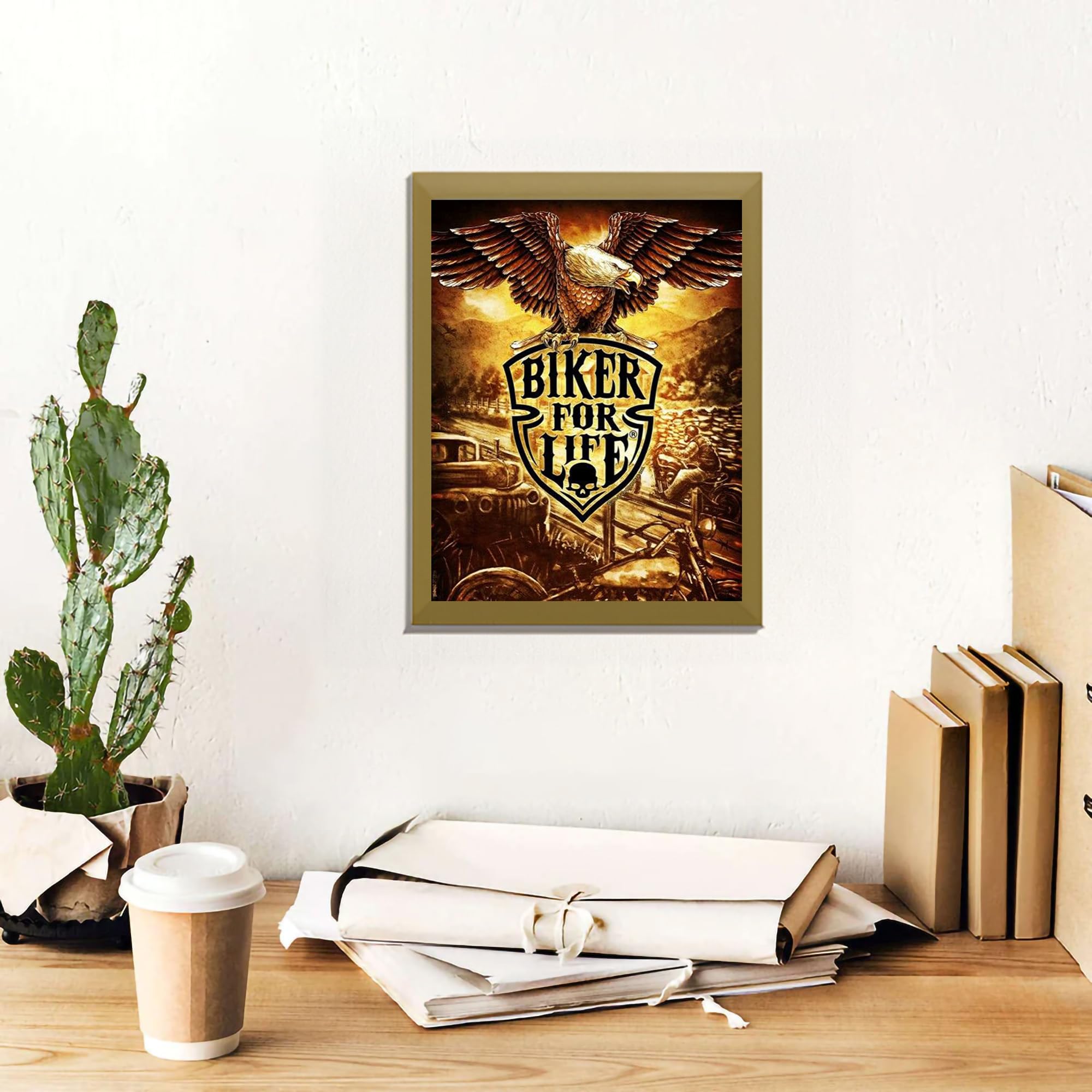 Amazon.com: Biker for Life - Garage Wall Art Print, Retro Eagle