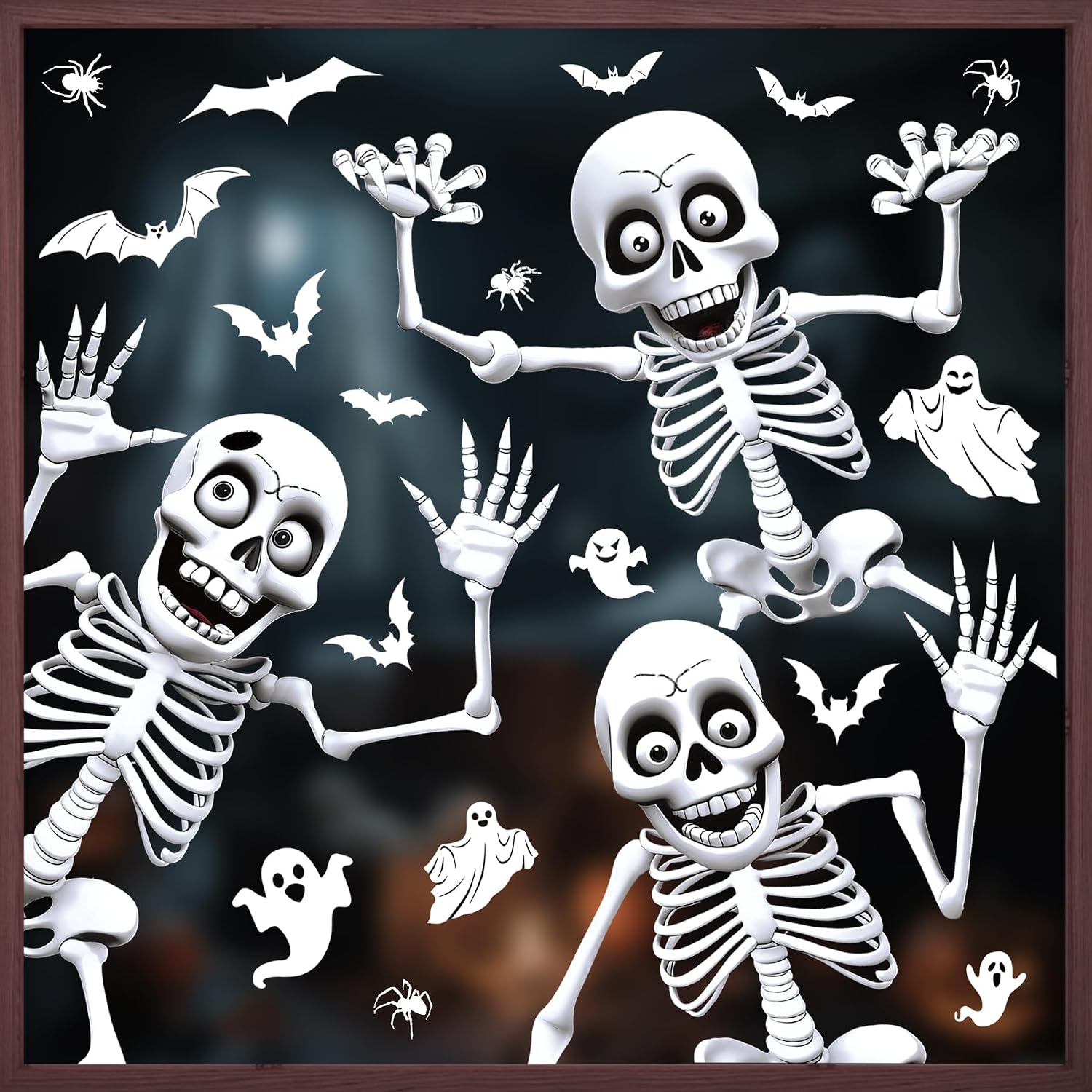 GOMANCHE Halloween Window Skeleton Clings, Stereoscopic Effect Window Decor