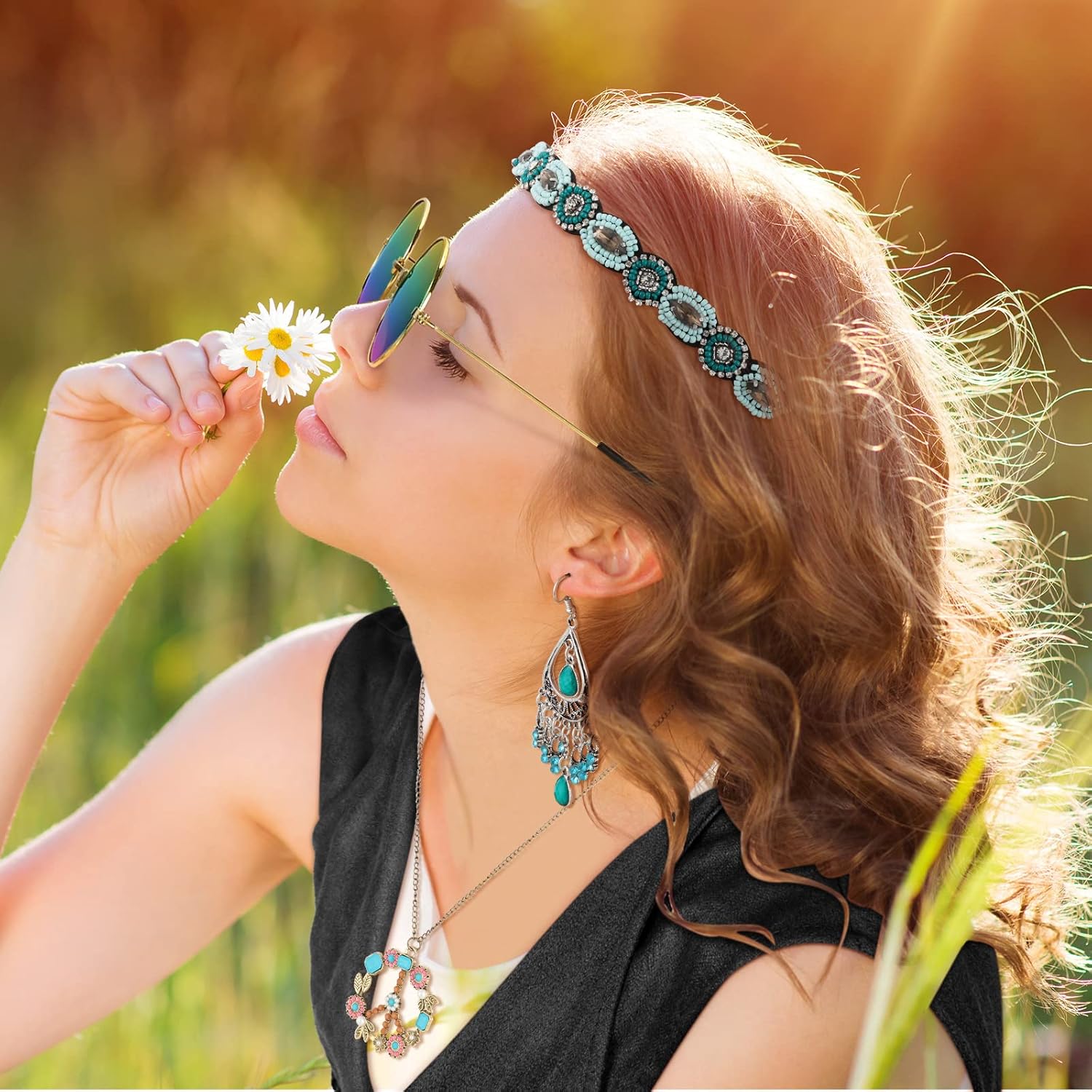 Eurzom 6 Pcs 60s 70s Outfits for Women Hippie Costume Tops Clothes Set Fringe Vest Tassel for Halloween - Image 4