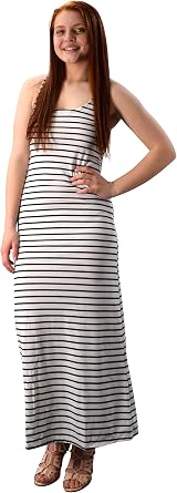 Peach Couture Racerback Summer Maxi Dress Striped Solid Sundress