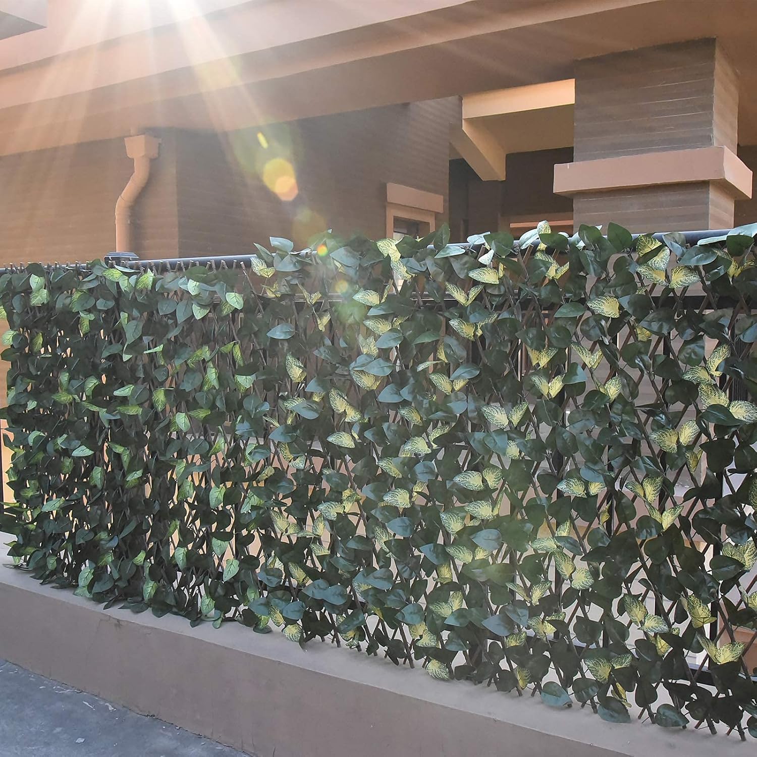 86 York Expandable Fence Privacy Screen Faux Ivy Decorative for Outdoor Garden Wall Patio Balcony, Artificial Hedge Lattice Fencing(Single Sided Leaves) (2, Green-Verdant)