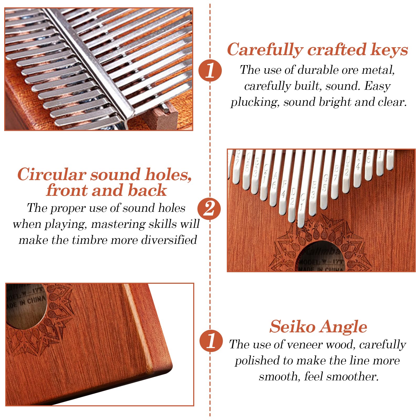Kalimba pianino na kciuk, 17 kluczy: profesjonalny instrument kalimba z pakietem do nauki, instrumentem do nauki i instrumentem muzycznym, dla dzieci, dorosłych i miłośników muzyki