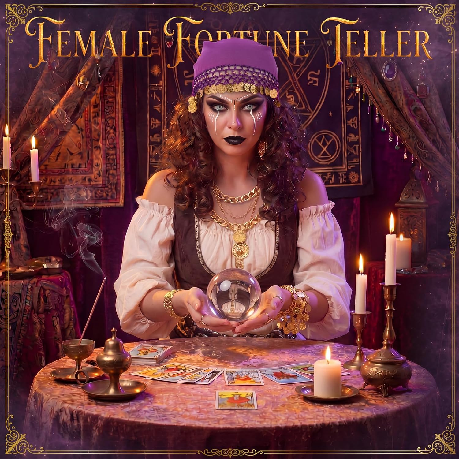 5 Pcs Fortune Teller Costume Accessories for Women, Tarot Reader Set