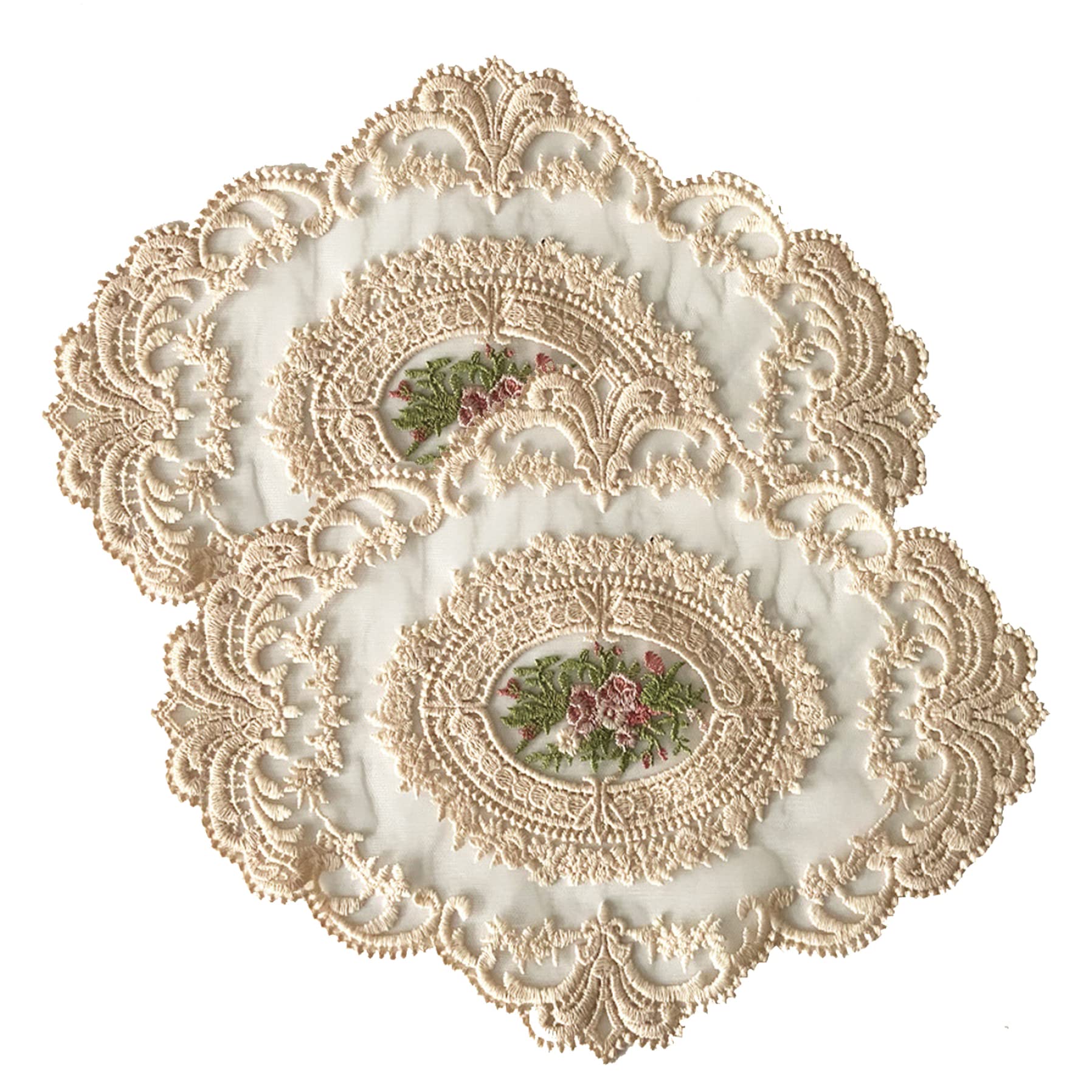 Pastoralist 2Pcs Lace Placemat Retro French Style Embroidered Lace Doilies For Table Crochet Lace Doilies Cup Vase Mat For Home Decor 29 * 36Cm Lace Placemats