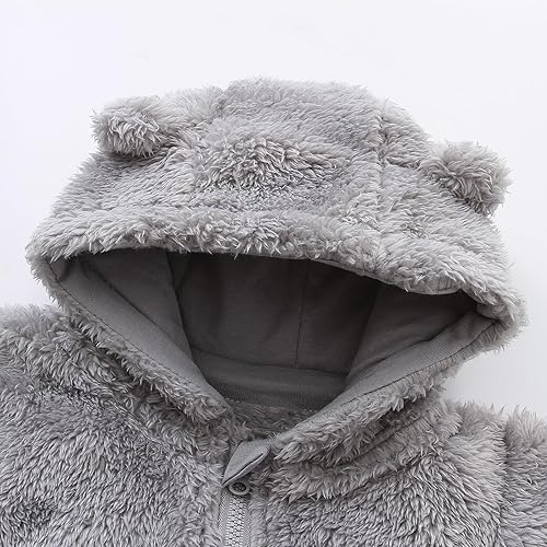 Miniatura 4 de Mono peludo para bebé, mameluco de oso con cremallera, manga larga, de una pieza, con capucha, traje de nieve