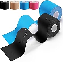 HONYAO Kinesiotapes 2 Rolls Kinesiology Tape (5 m x 5 cm), Physio Tape for Shoulder, Back, Knee, Elbow and Neck, Tape Sport, Skin-friendly, Elastic and Waterproof, Blue and Black