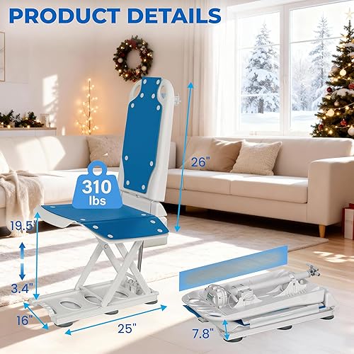 Miniatura 7 de Platinum Health Elevador de piso Phoenix Power Chair Lift. El botón de asistencia ayuda a los usuarios a levantarse del suelo y ponerse de pie.