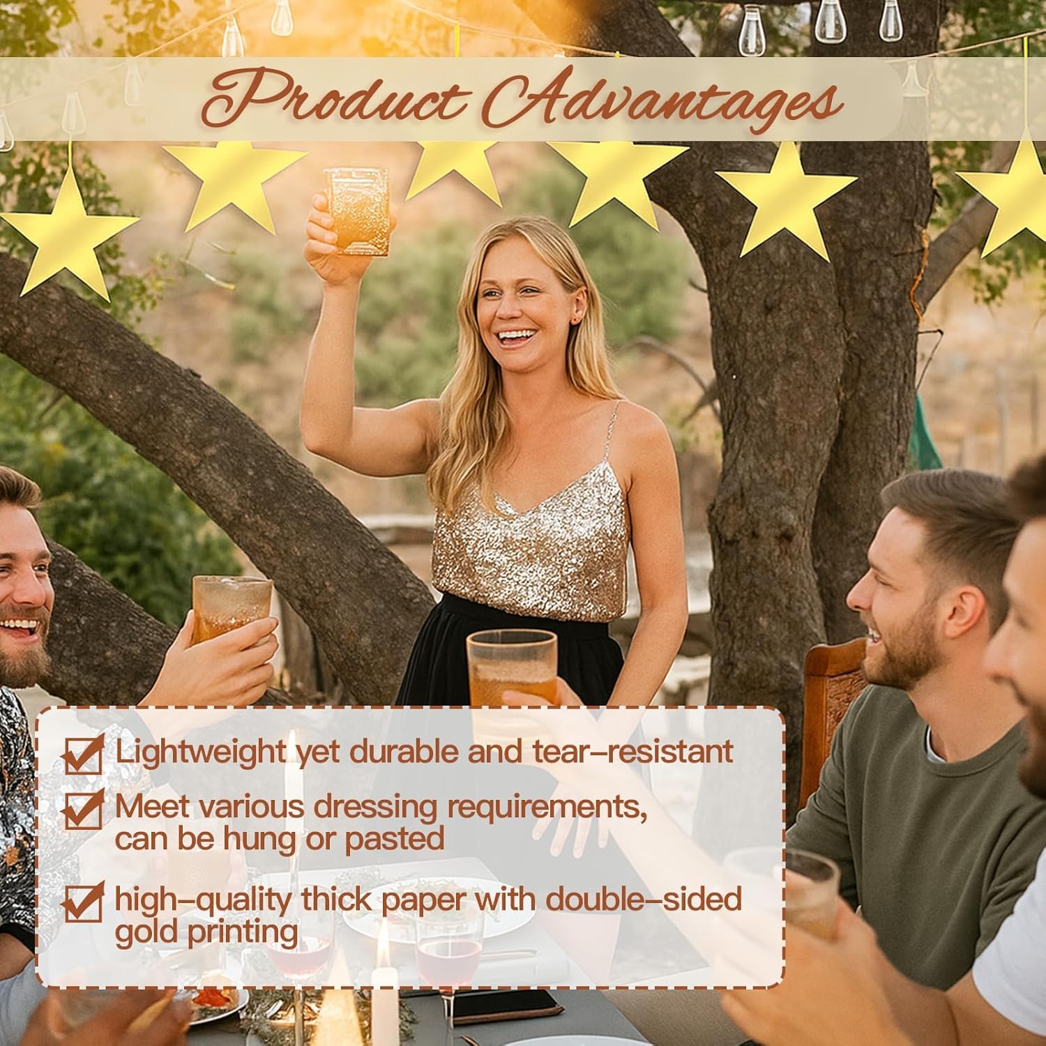 Gold Star Cutouts,50PCS Star Cutouts, 6" Double Printed Paper Stars,Cardboard for DIY Party Decorations, Wall Décor, Birthdays, Weddings,Graduation Party Decoration - Image 8