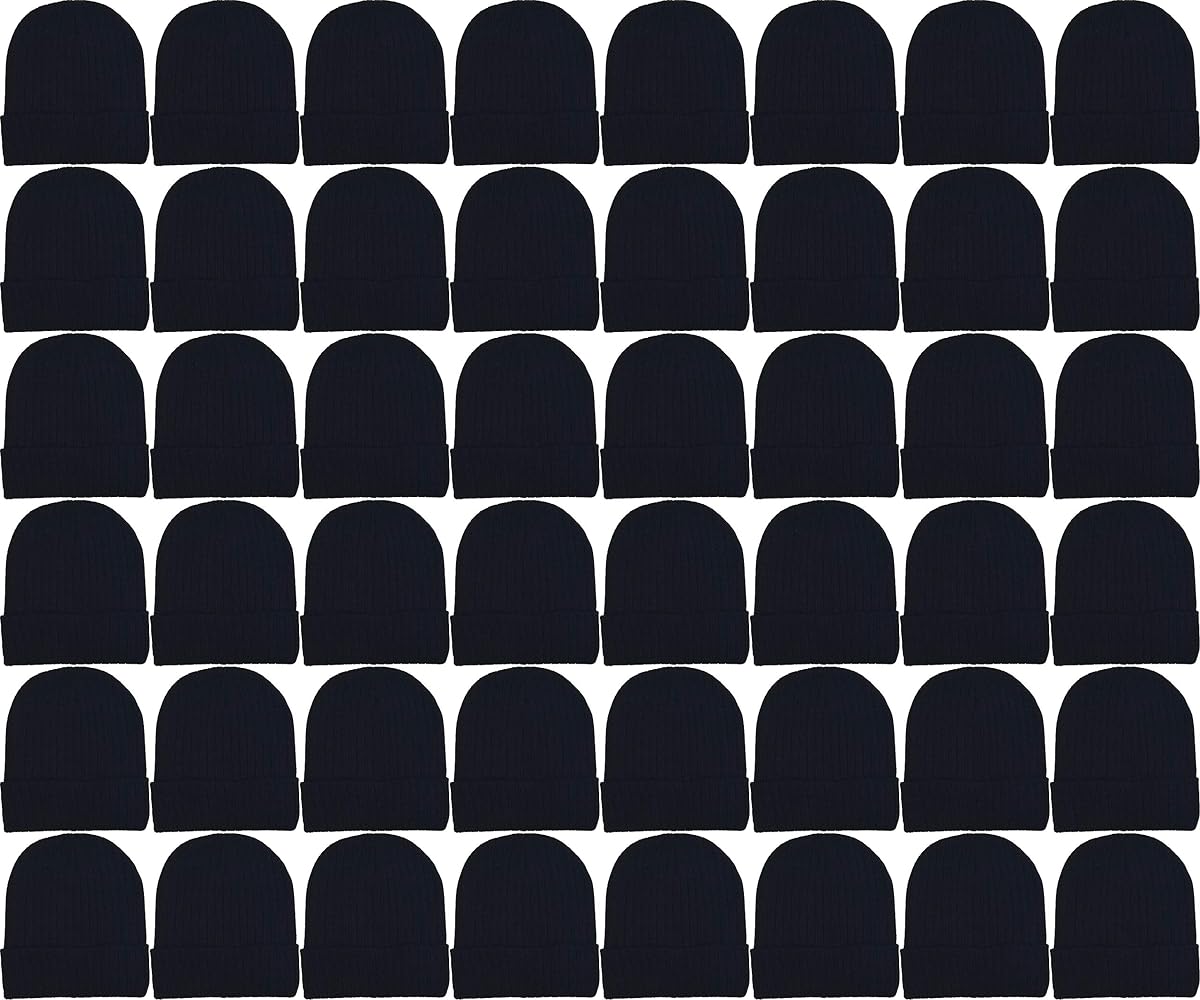 48 Pack Winter Beanies, Bulk Cold Weather Warm Knit Skull Caps, Mens Womens Unisex Hats