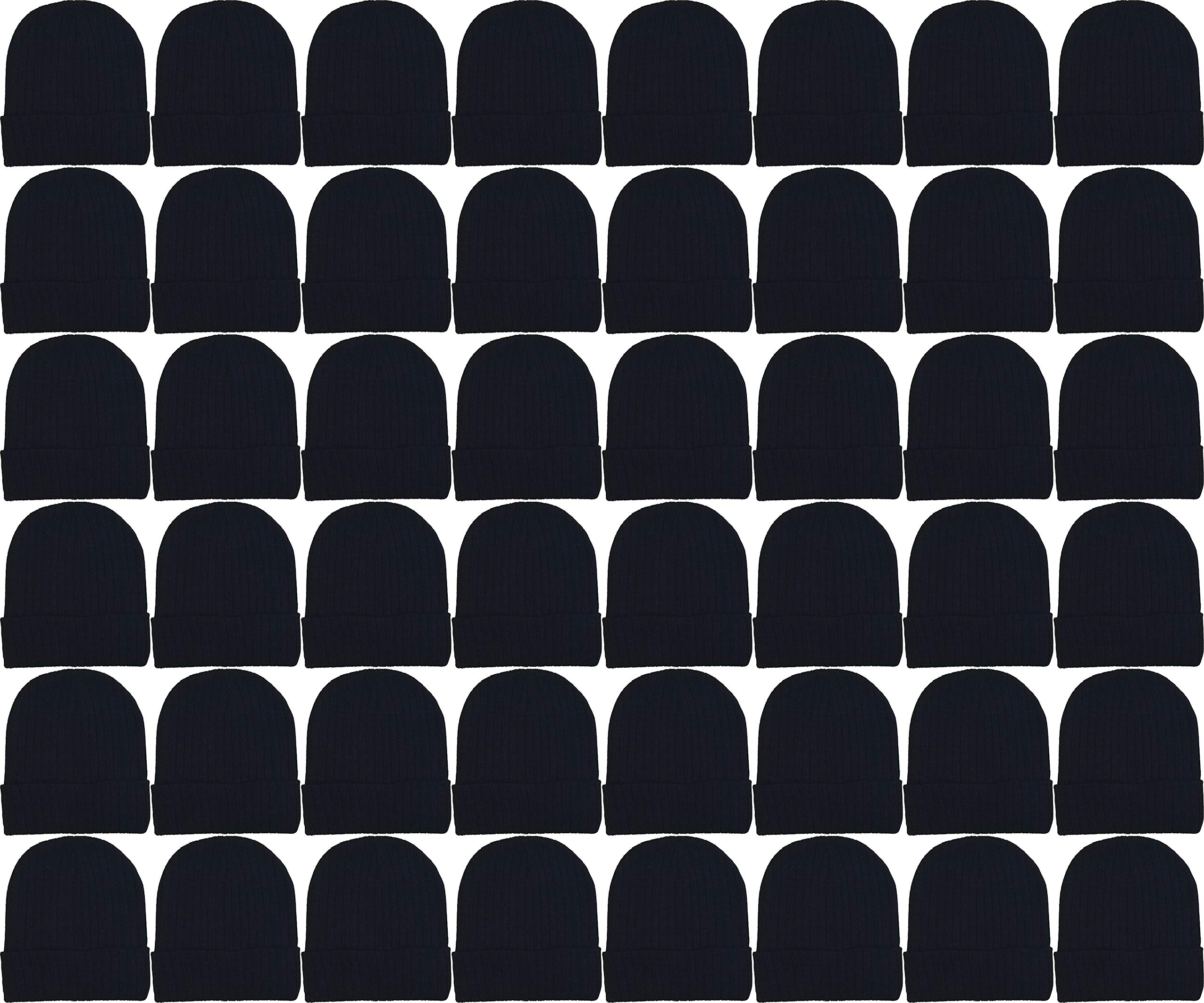 48 Pack Winter Beanies, Bulk Cold Weather Warm Knit Skull Caps