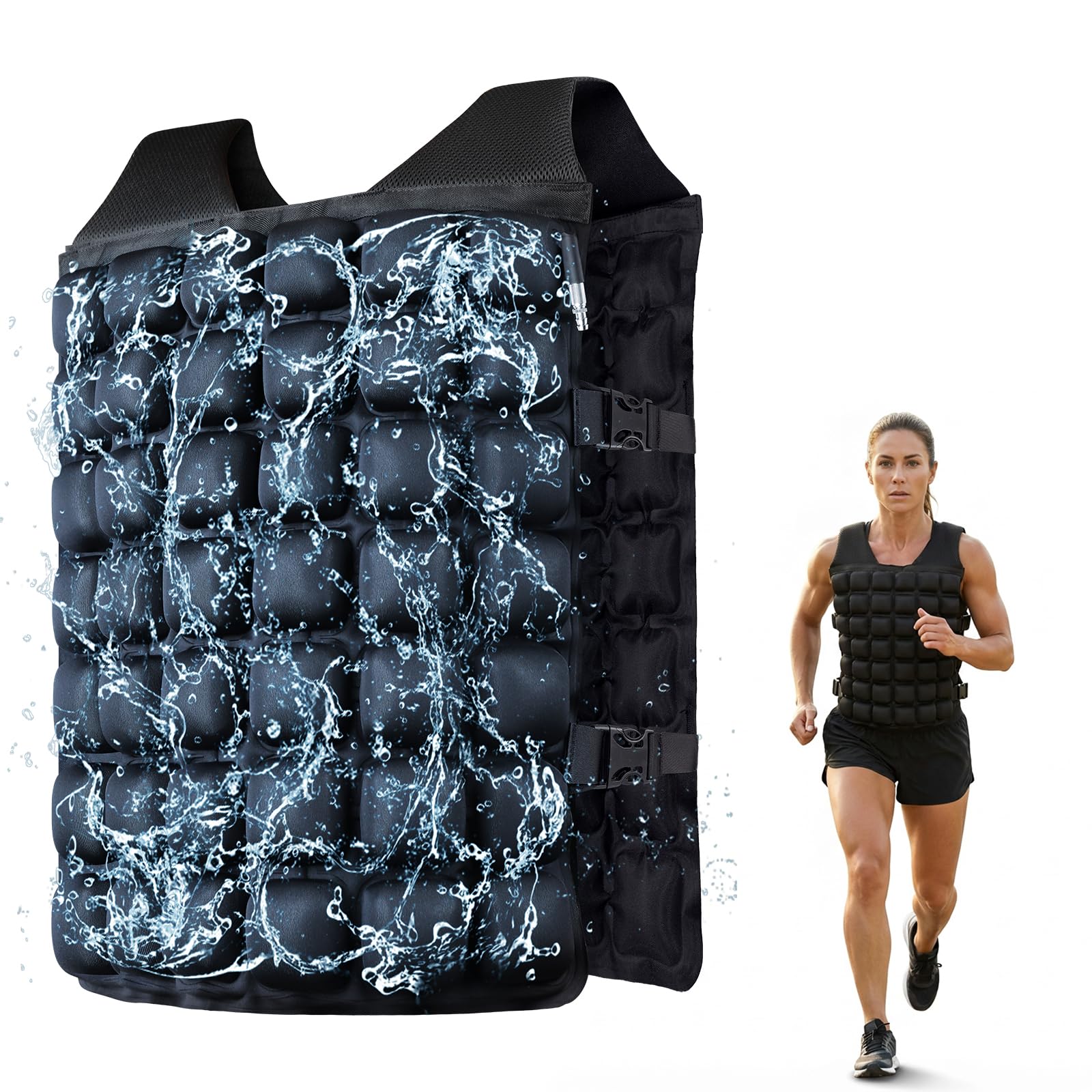Water-Filled Weighted Vest for Women & Men, 6lb/8lb/10lb/12lb, Weight Adjustable 1-13lb Workout Vest Washable, Comfortable Fit, Odor-Free & Cool for