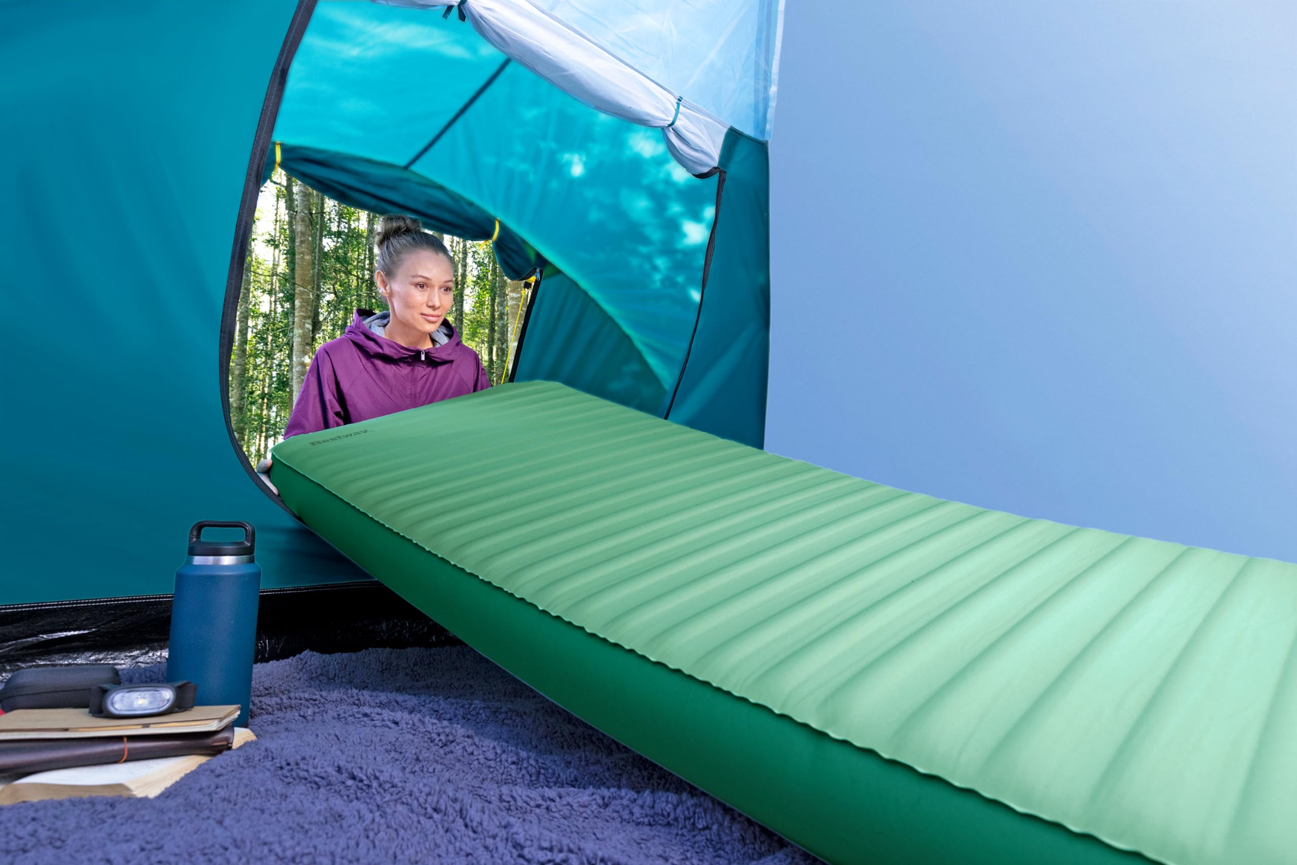 Bestway ComforTrek Luxe samopompująca duża, prostokątna podkładka do spania 78 cali x 25 cali x 4,3 cala
